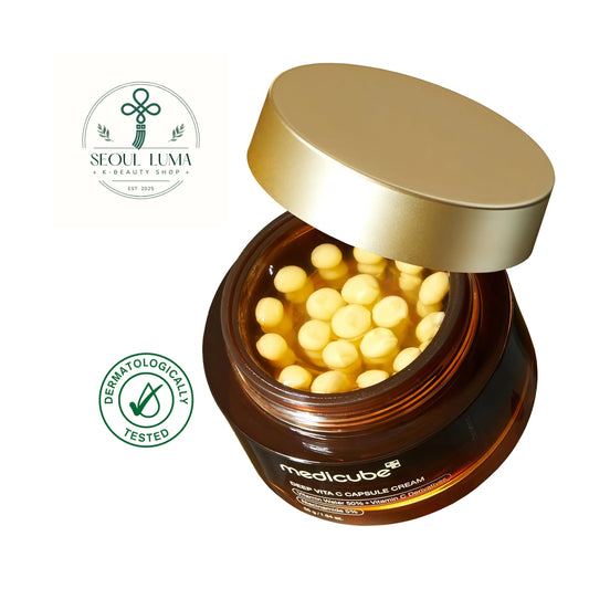 MEDICUBE Deep Vita-C Capsule Cream with dual-phase capsule technology and 50% sea buckthorn extract for brightening