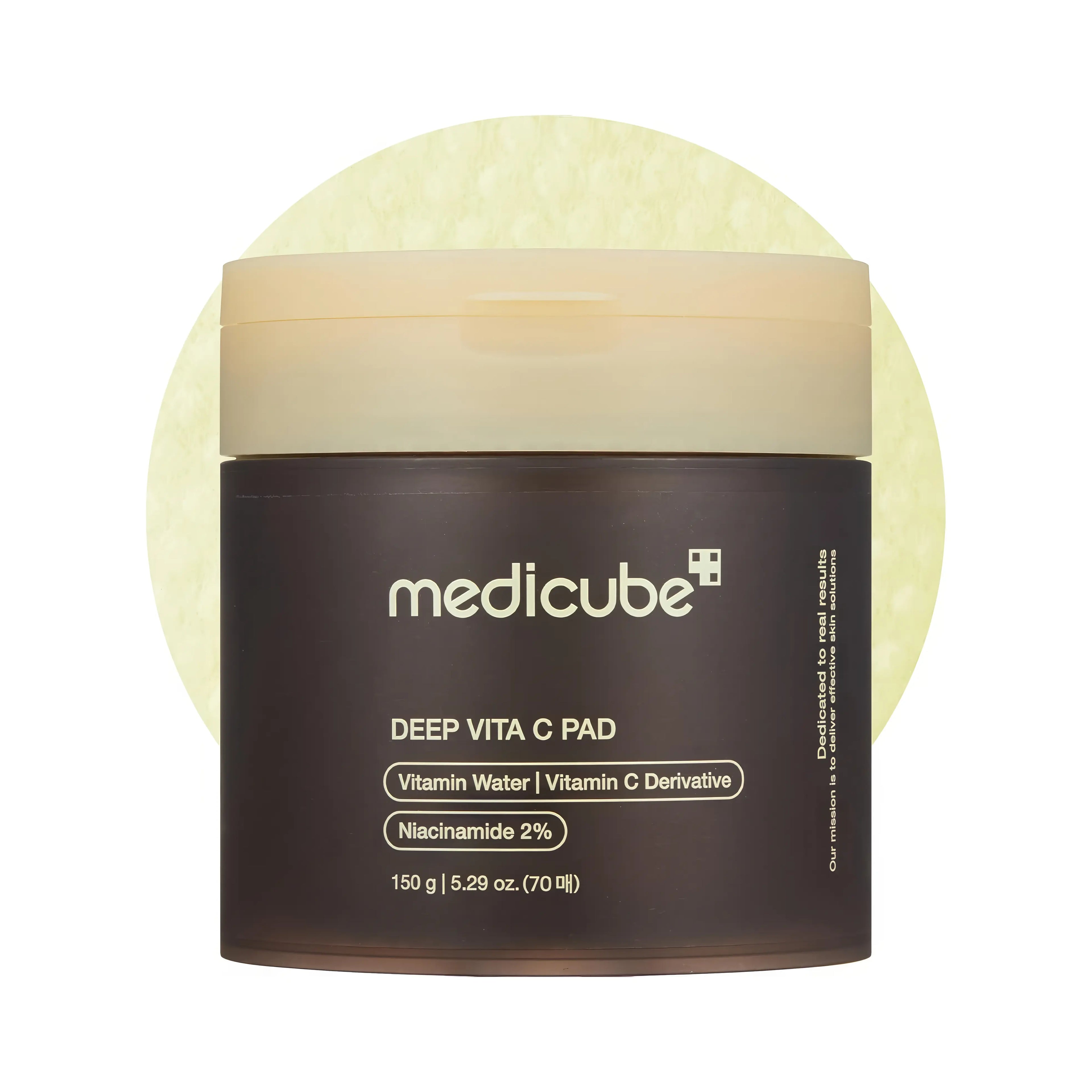 Medicube Deep Vita-C Pad (70 Pads), dual-action brightening toner pads for dull, uneven tone, and acne-prone skin, infused with sea buckthorn vitamin C, PHA, niacinamide, and peptides to gently exfoliate, fade dark spots and hyperpigmentation, boost radiance, and improve texture while providing antioxidant protection and hydration.
