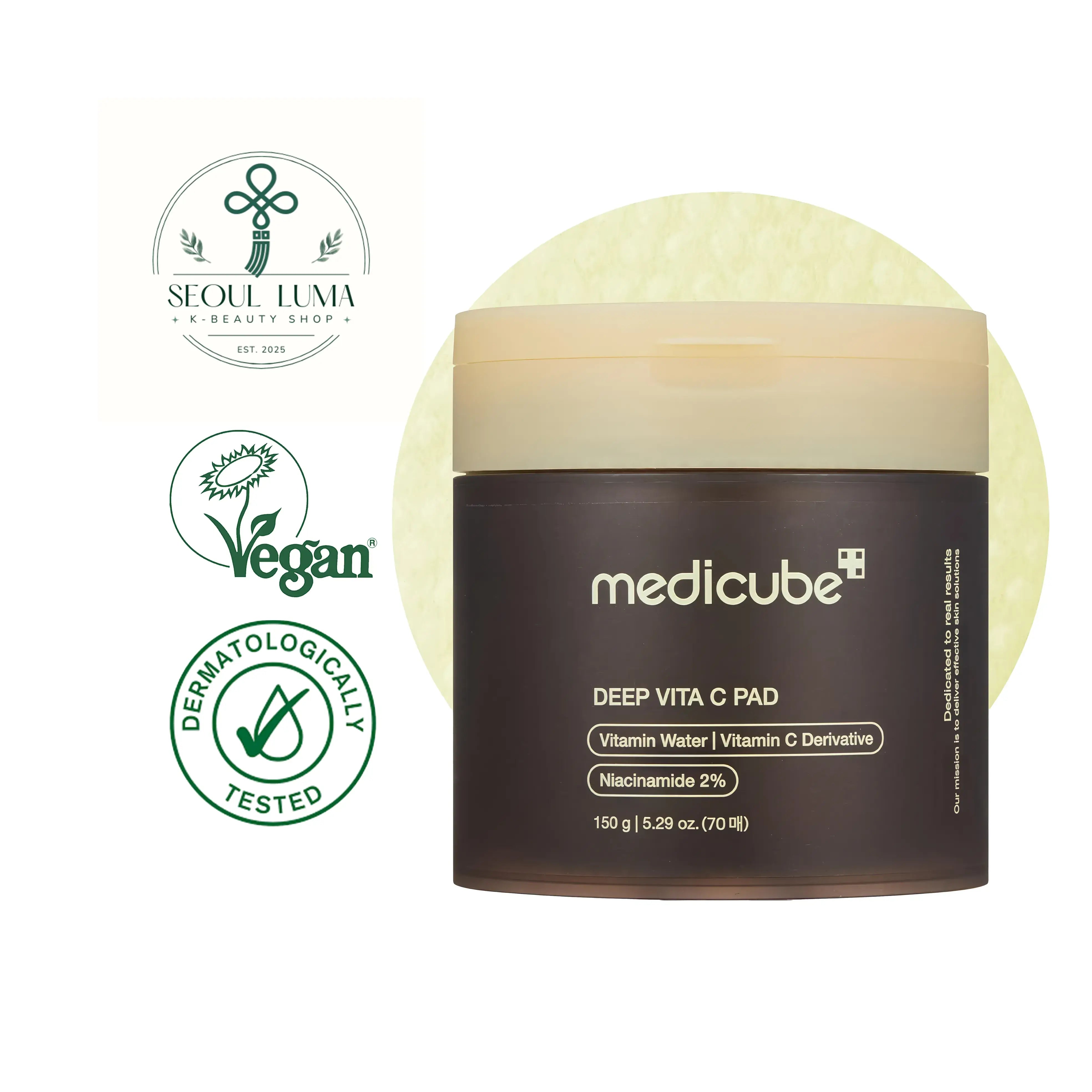 MEDICUBE Deep Vita-C Pad - dual-texture vitamin C pads with 500,000ppm sea buckthorn extract for dark spot fading and brightening