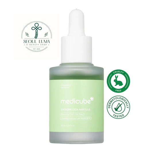 MEDICUBE Exosome Cica Ampoule with nano-sized exosome cica, 12 cica derivatives, and niacinamide for sensitive and acne-prone skin