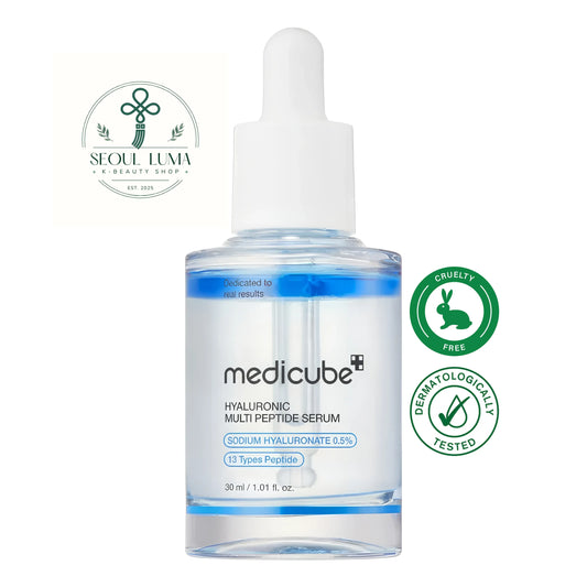 MEDICUBE Hyaluronic Multi Peptide Serum with 99% hyaluronic acid, 13-peptide complex, and PDRN for intense hydration and anti-aging