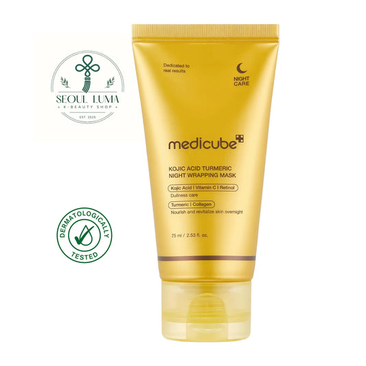 MEDICUBE Kojic Acid Turmeric Night Wrapping Mask - 75ml overnight peel-off mask with kojic acid, turmeric, retinol, and collagen for brightening