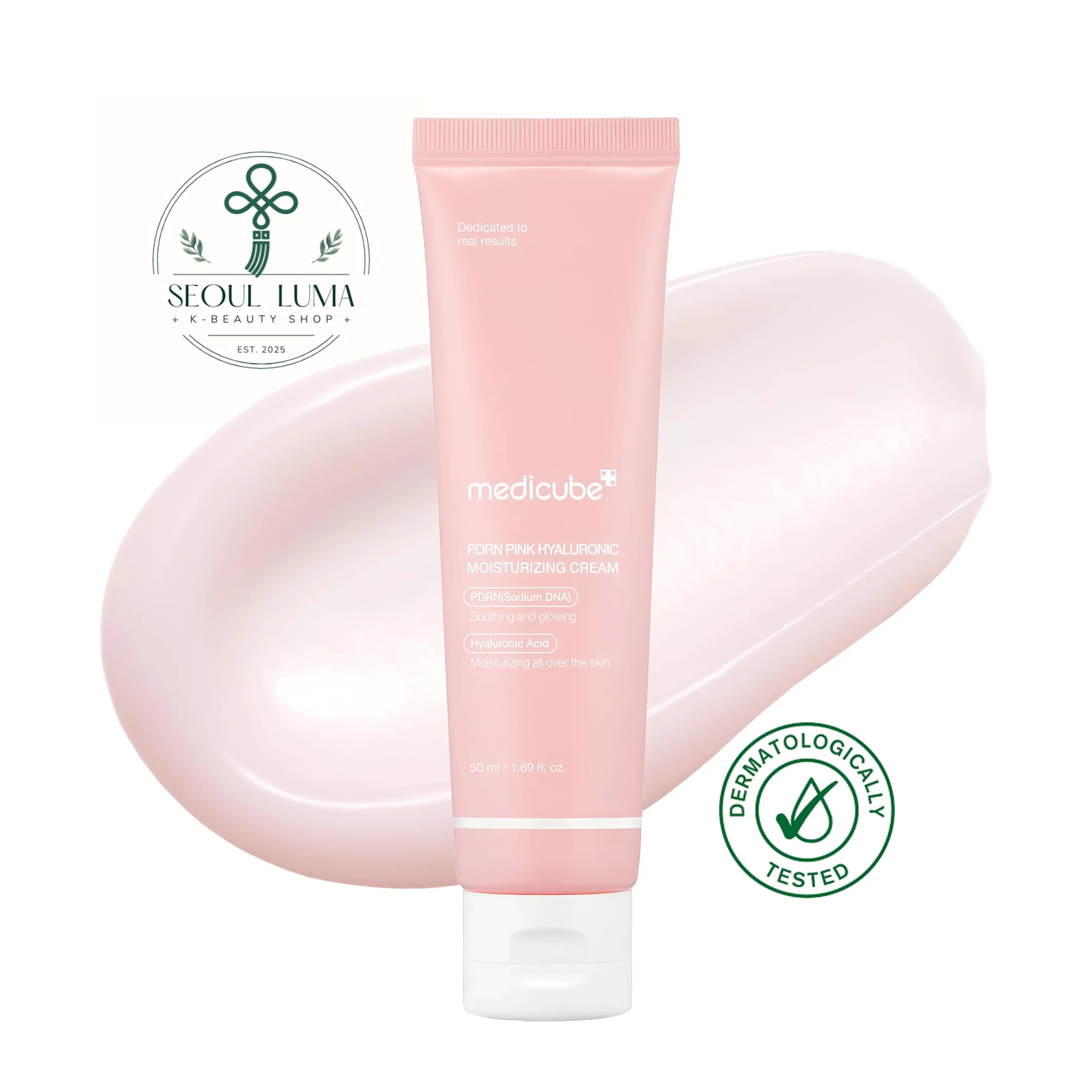 MEDICUBE PDRN Pink Hyaluronic Moisture Cream with salmon PDRN, 10 types of hyaluronic acid, and ceramides for deep hydration