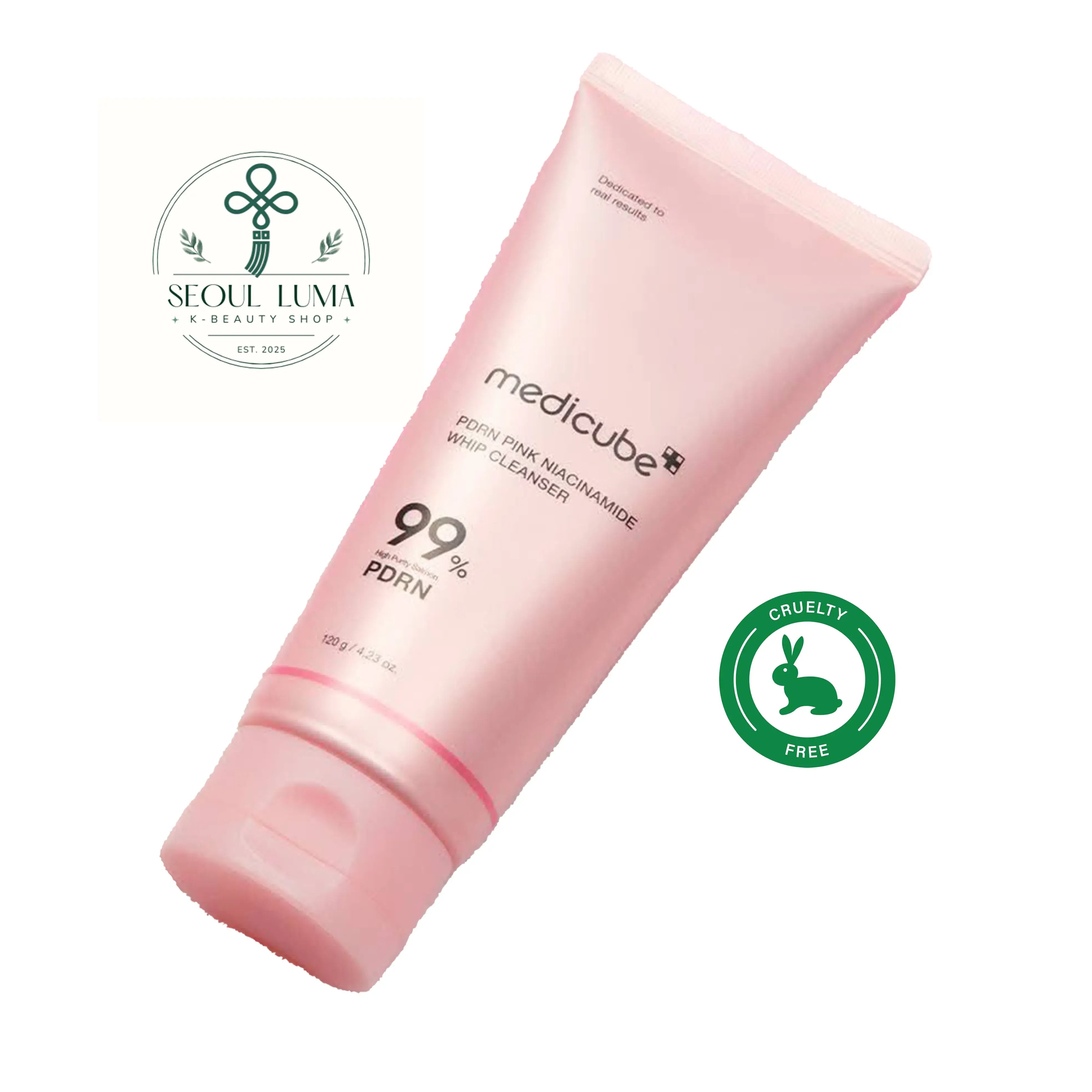 MEDICUBE PDRN Pink Niacinamide Whip Cleanser with salmon DNA PDRN, niacinamide, and ceramides for gentle cleansing and repair