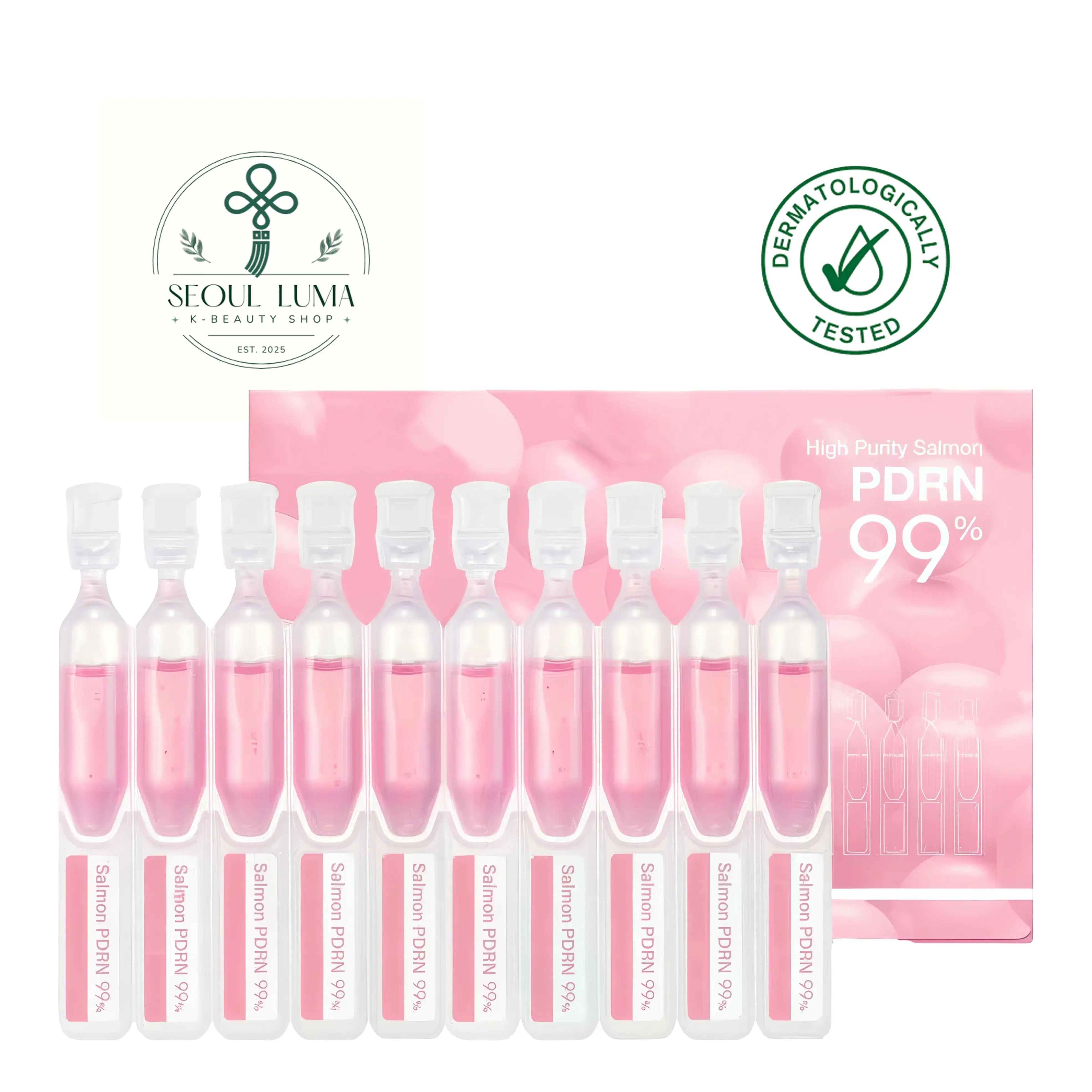 MEDICUBE PDRN Pink One-Day Serum Set - 10 single-use ampoules with 99% pure salmon PDRN and collagen for skin regeneration and anti-aging