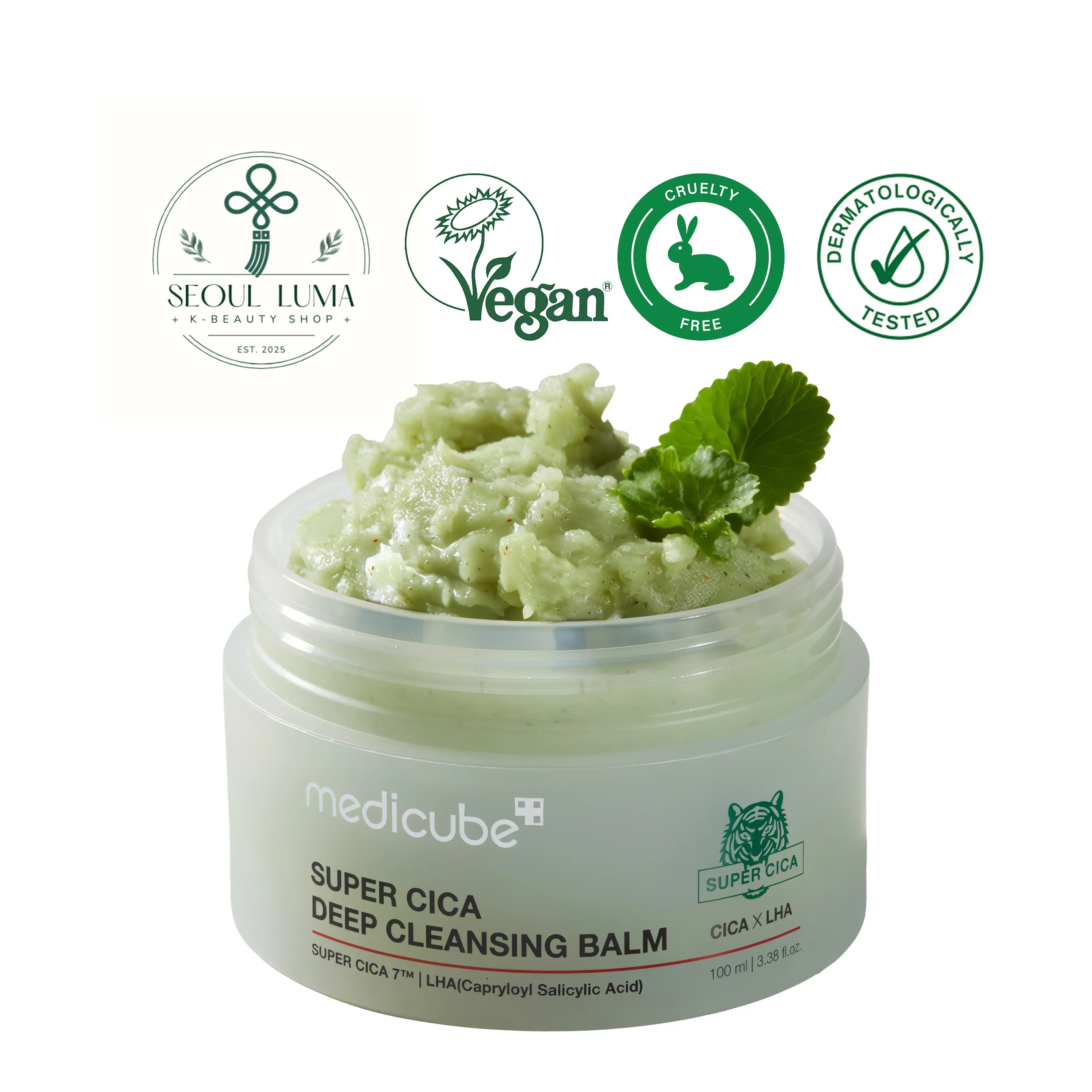 MEDICUBE Super Cica Deep Cleansing Balm - 100ml vegan cleansing balm with Centella Asiatica powder and Capryloyl Salicylic Acid for gentle deep cleansing