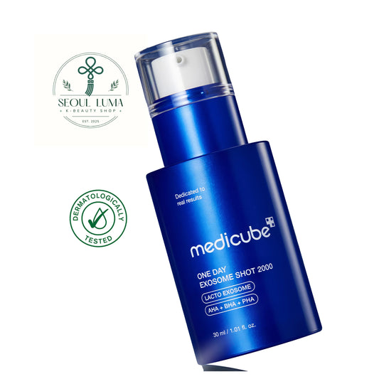 MEDICUBE Zero One-Day Exosome Shot Pore Ampoule 2000 with 2,000ppm exosomes, spicules, and patented microneedling technology for daily pore care

