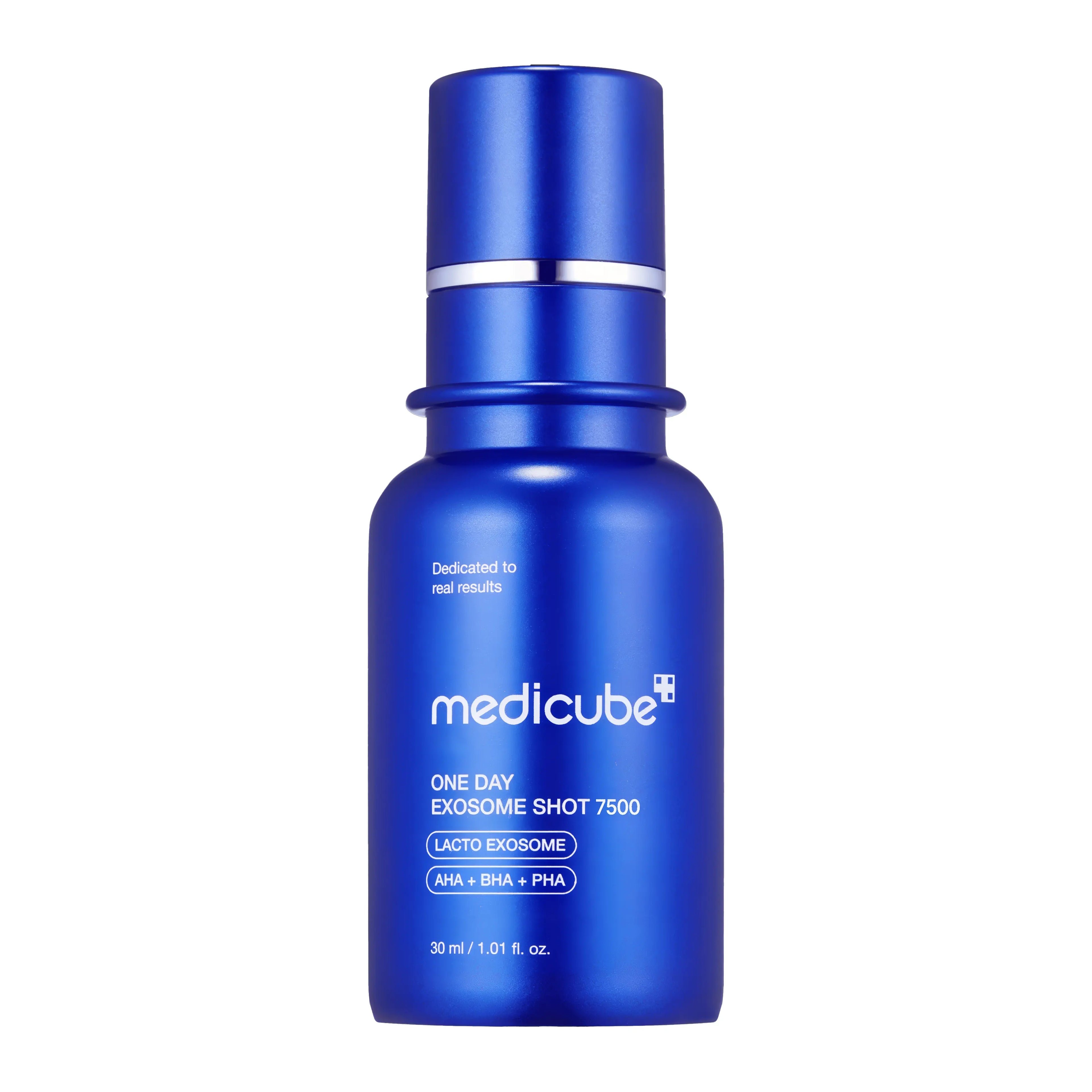 Medicube Zero One-Day Exosome Shot Pore Ampoule 7500 (30ml), daily pore ampoule for oily, enlarged pores, loose skin with 7500ppm exosome spicules, PDRN, peptides, niacinamide to tighten pores, boost collagen, smooth texture, hydrate, and firm for refined complexion.
