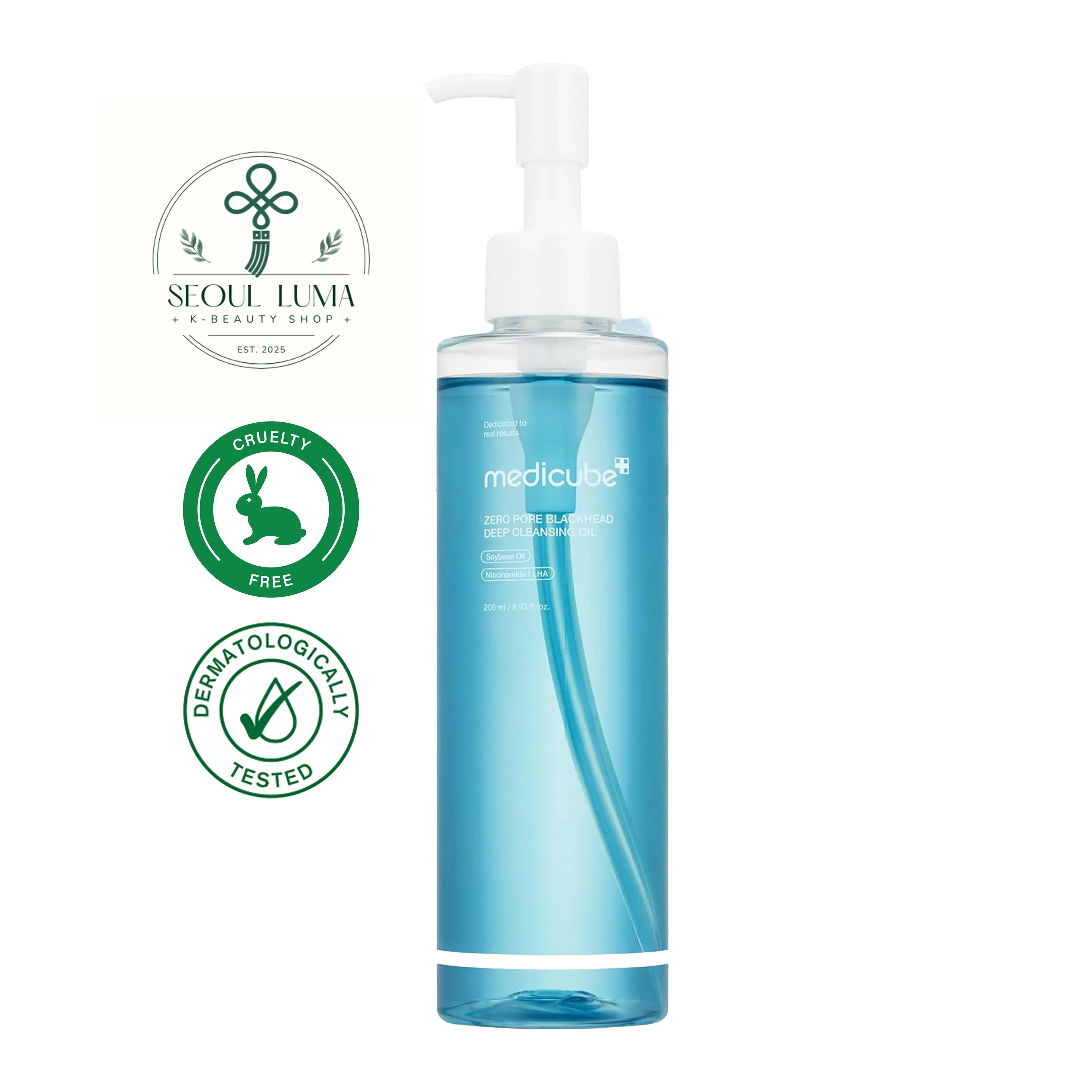 MEDICUBE Zero Pore Blackhead Deep Cleansing Oil with 90.6% plant-derived oils, LHA, and niacinamide for blackhead removal