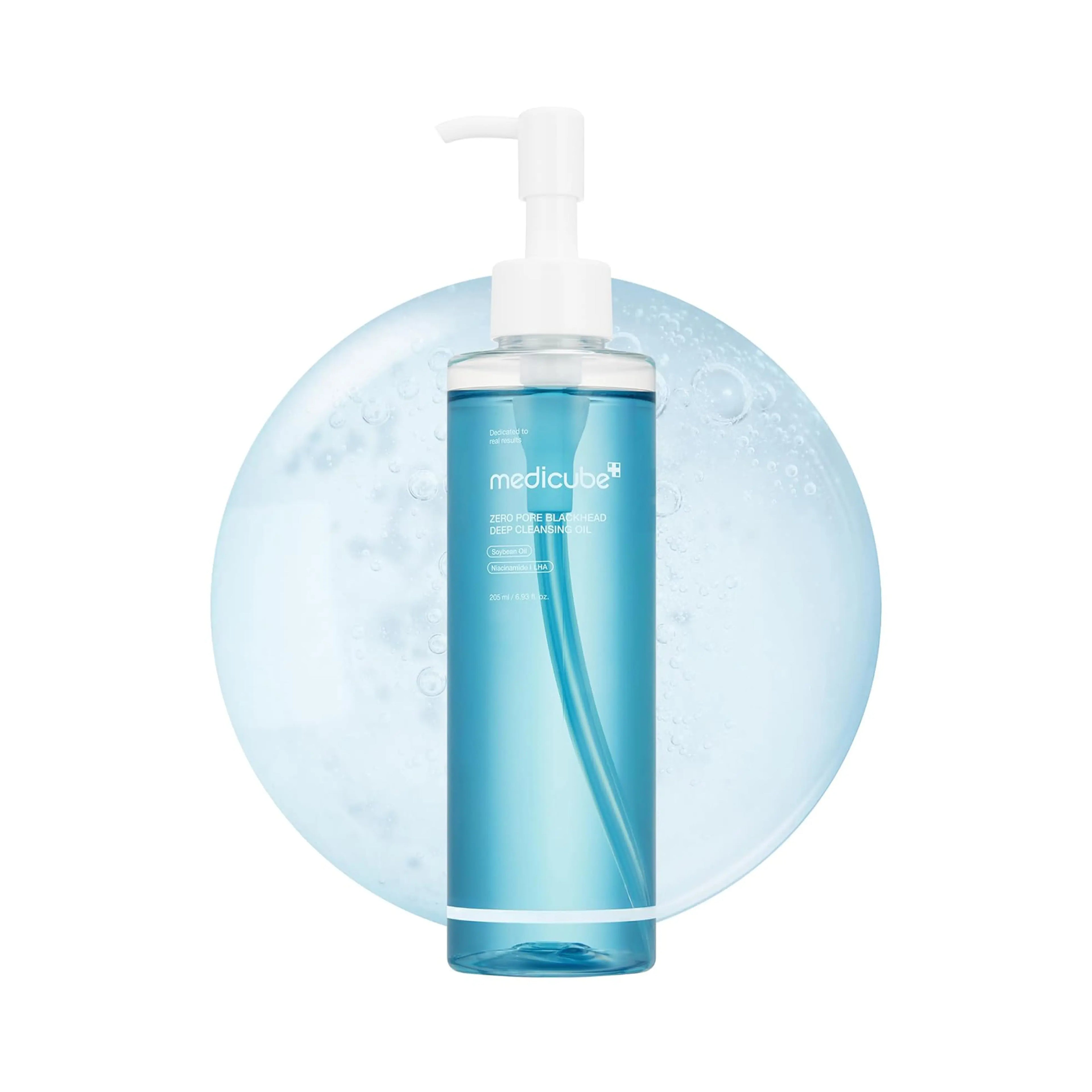 Medicube Zero Pore Blackhead Deep Cleansing Oil (200ml), lightweight oil-to-milk cleanser for oily, acne-prone, and congested skin, blends sunflower seed oil, jojoba oil, macadamia oil, tea tree oil, LHA, niacinamide, guaiazulene, and hyaluronic acid to dissolve blackheads and excess sebum, gently exfoliate impurities, purify clogged pores, soothe inflammation, and maintain hydration balance for clean, smooth complexion.
