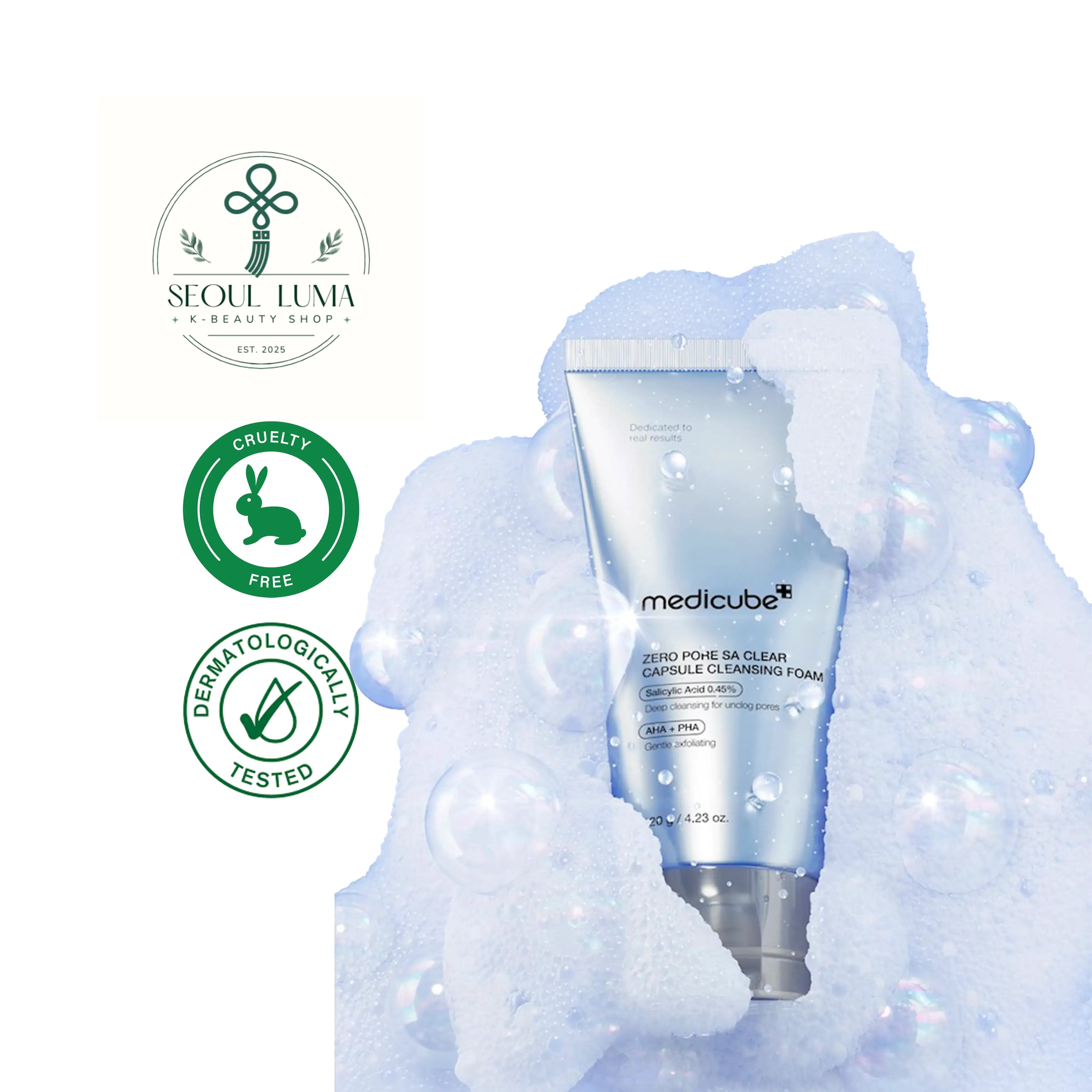 MEDICUBE Zero Pore Clearing Capsule Foam Cleanser with exosome capsules, triple acid complex, and natural BHA for deep pore care