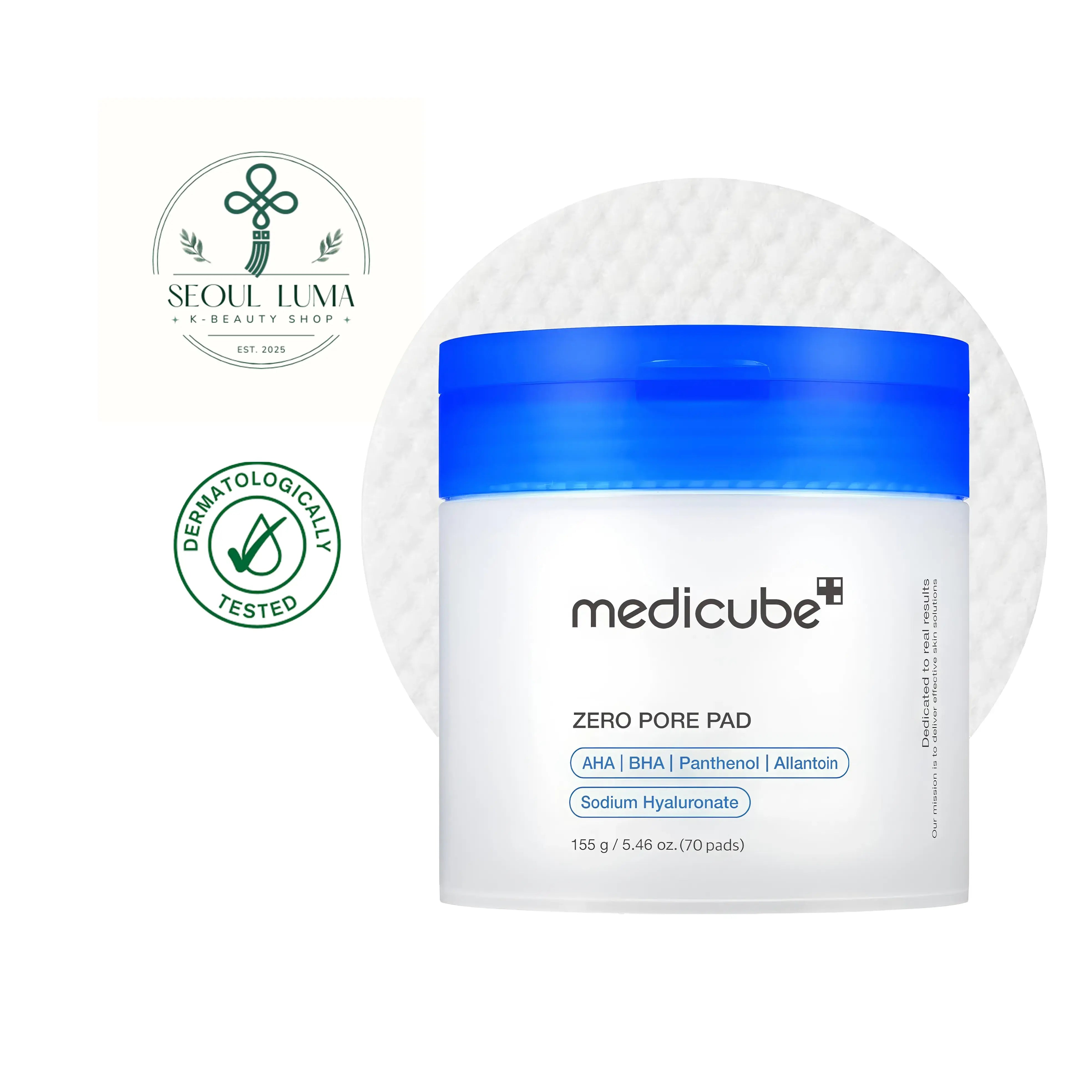 MEDICUBE Zero Pore Pad 2.0 - dual-textured toner pads with salicylic acid, AHA fruit complex, and patented AP Pore Complex for pore minimizing and sebum control