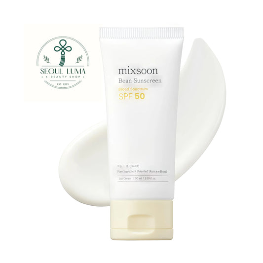 Mixsoon Bean Sun Serum SPF50+ PA++++ (50ml). A nourishing chemical sunscreen serum with fermented soybean and pomegranate extracts that absorbs quickly without a white cast