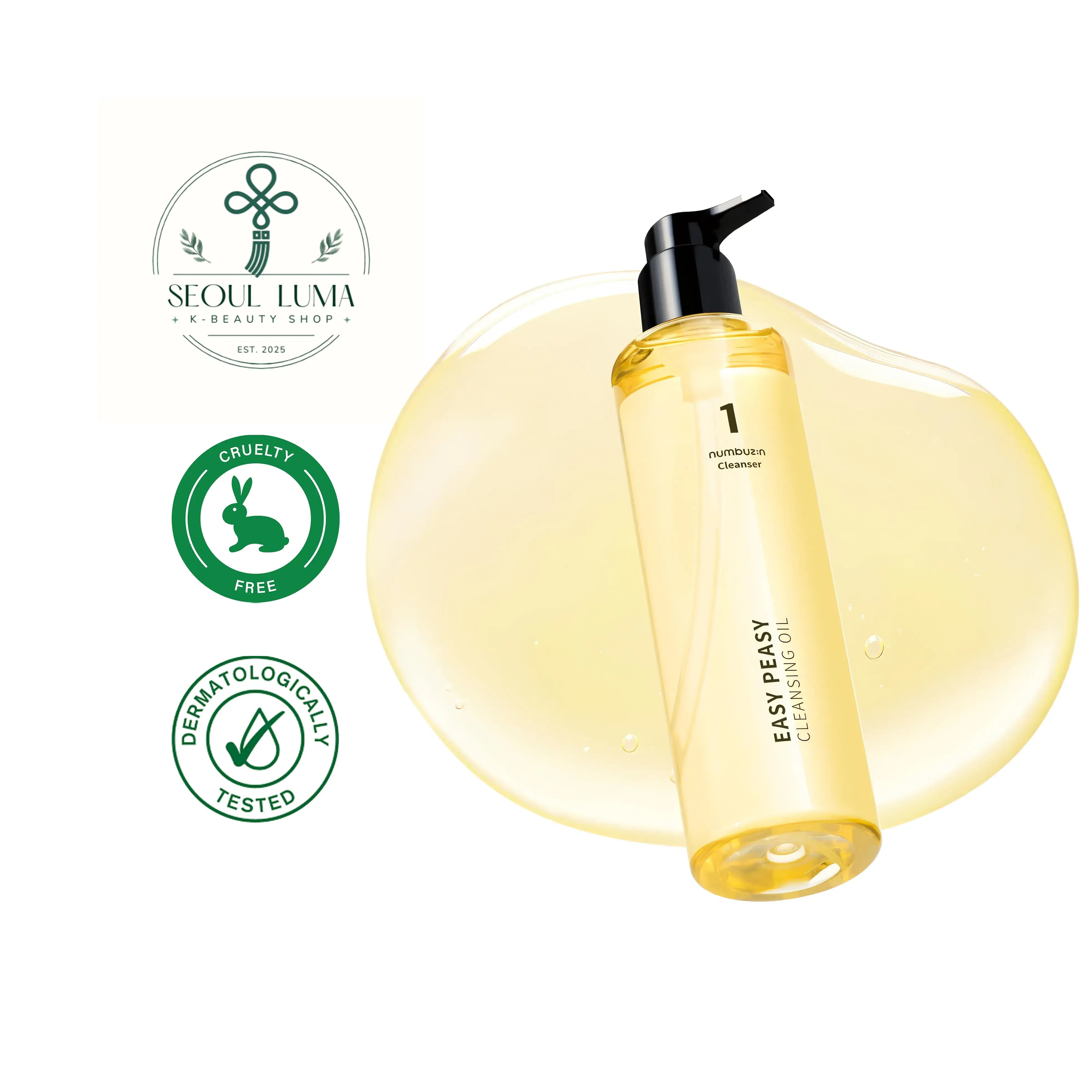 NUMBUZIN No.1 Clean & Quick Cleansing Oil with 47% corn oil, macadamia seed oil, sunflower seed oil, and tiger nut oil for makeup removal and blackhead care