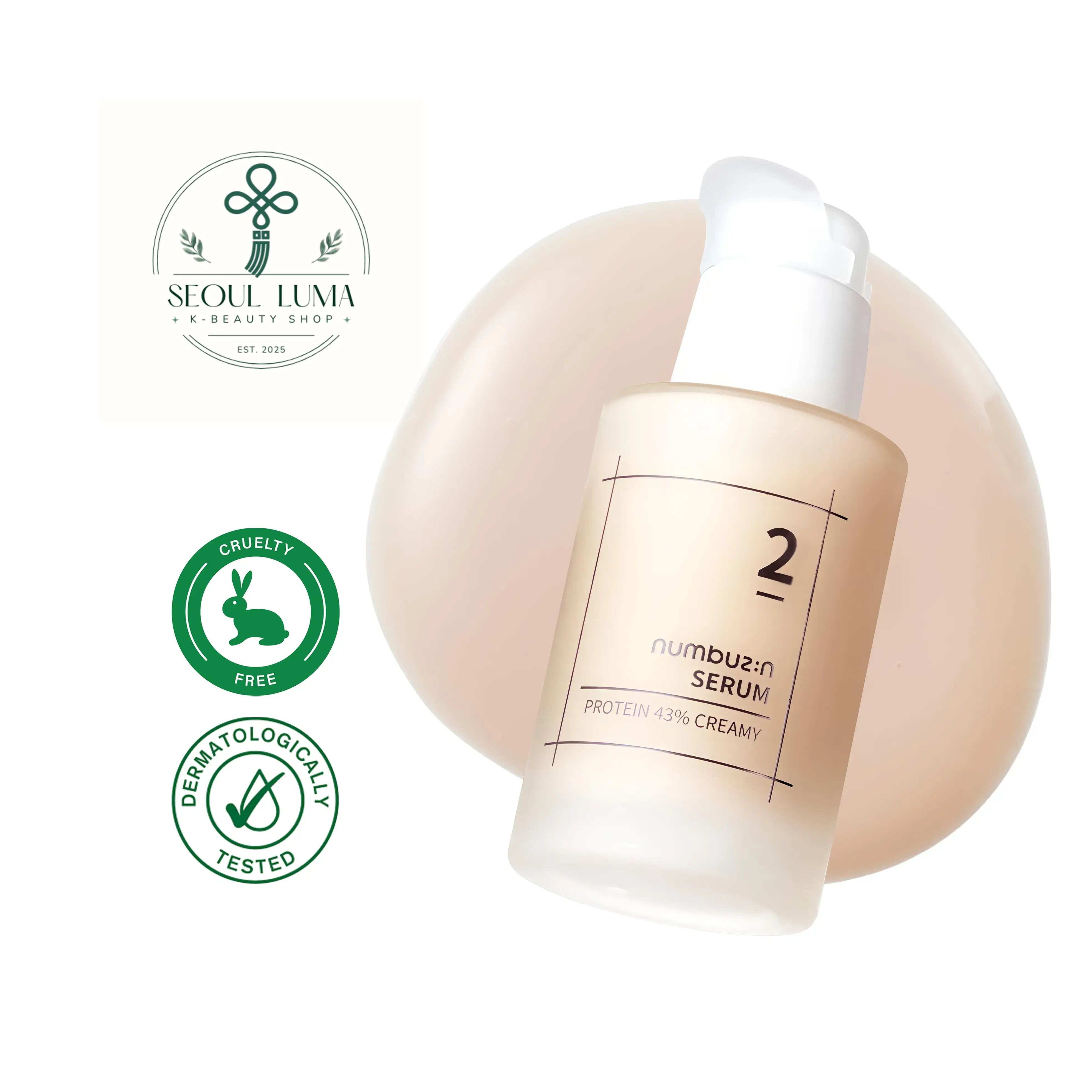 NUMBUZIN No.2 Protein 43% Creamy Serum with oat protein, ceramides, cholesterol, and niacinamide for barrier repair and hydration