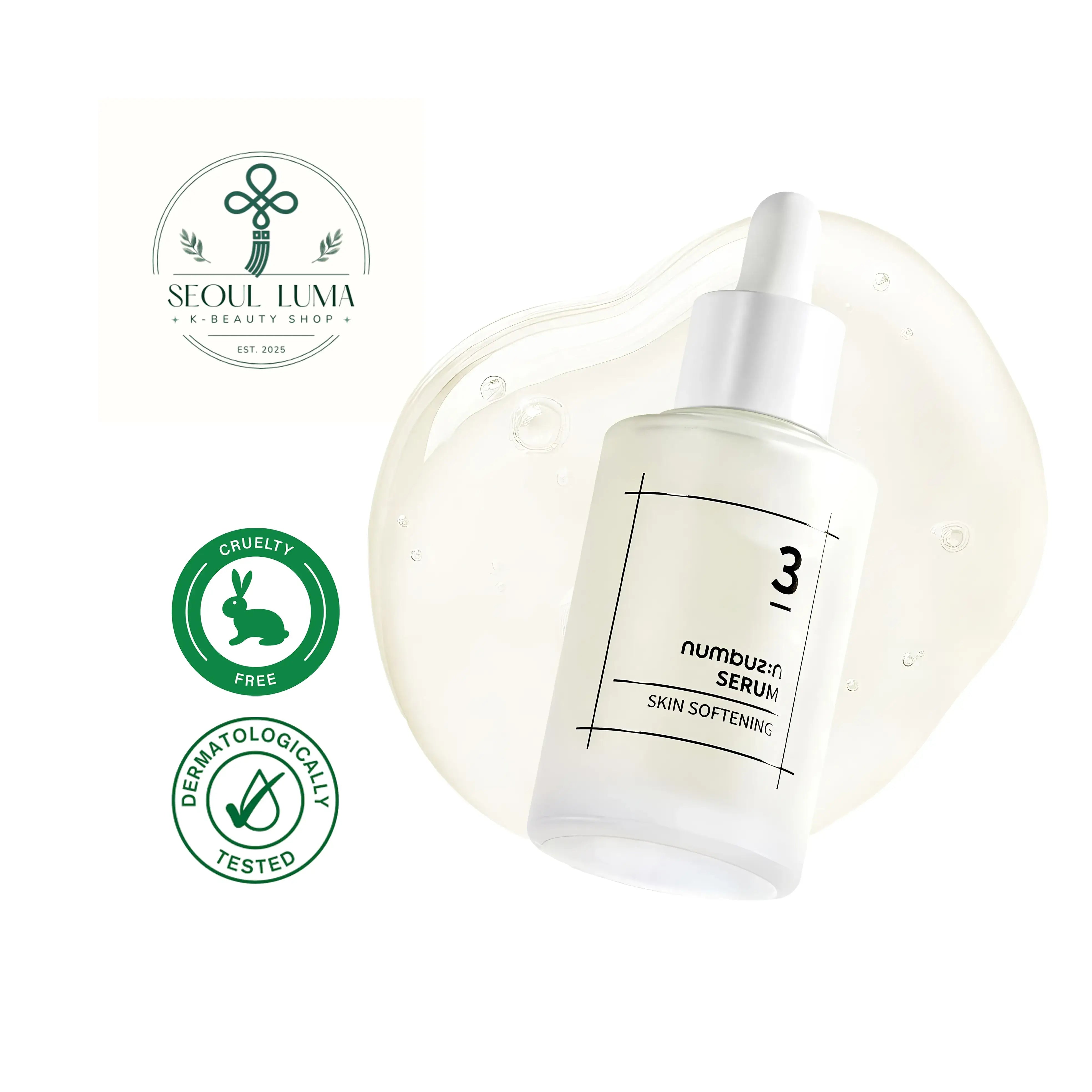 NUMBUZIN No.3 Skin Softening Serum with 42% Bifida ferment lysate, 21% Galactomyces, and niacinamide for skin texture improvement and glow