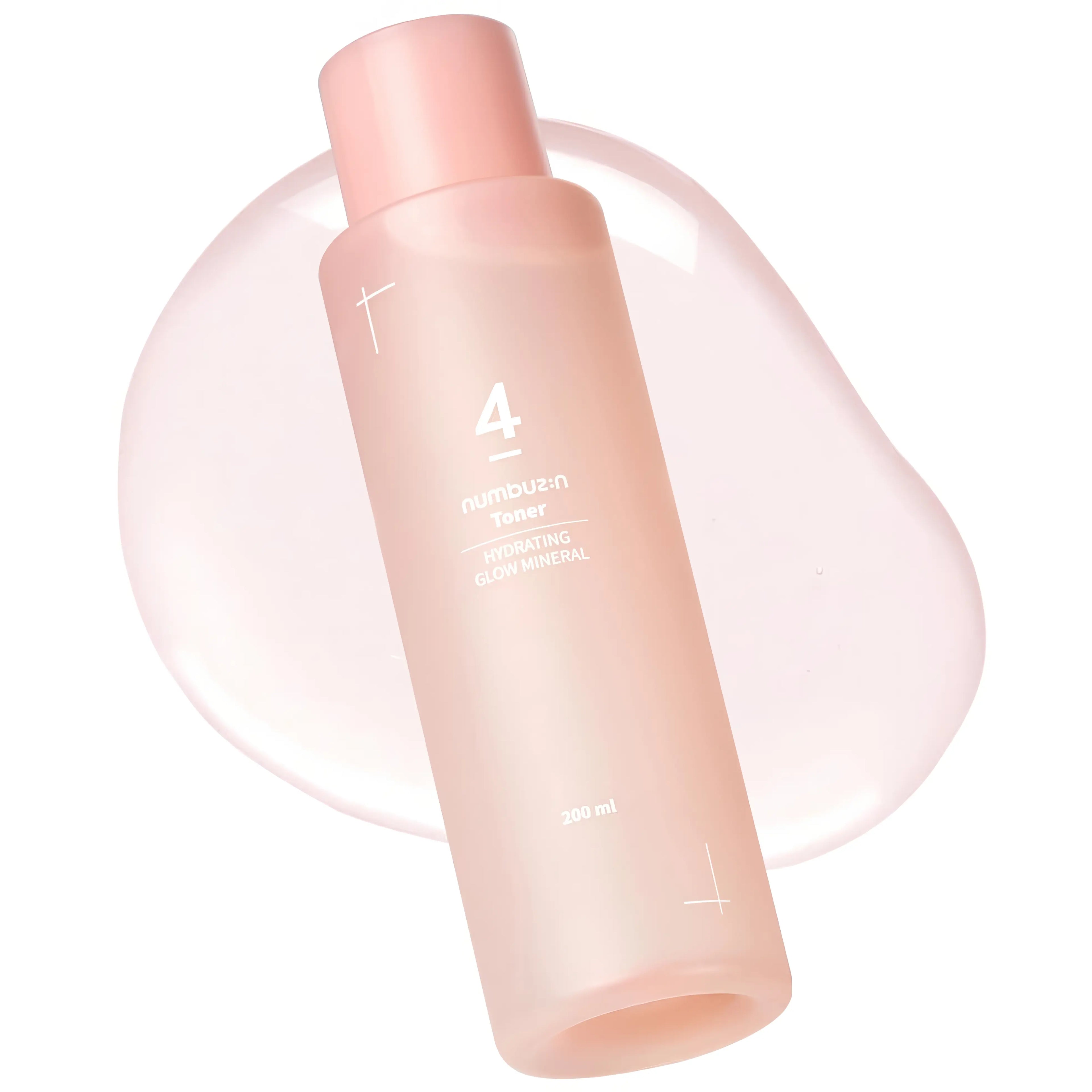 Numbuzin No.4 Hydrating Glow Mineral Toner (200ml), mineral-rich toner for dry, dull, sensitive skin with 89% thermal water, 5 hyaluronic acids, PHA, niacinamide, cica, madecassoside to hydrate deeply, gently exfoliate, brighten tone, soothe irritation, smooth texture, and prep skin.
