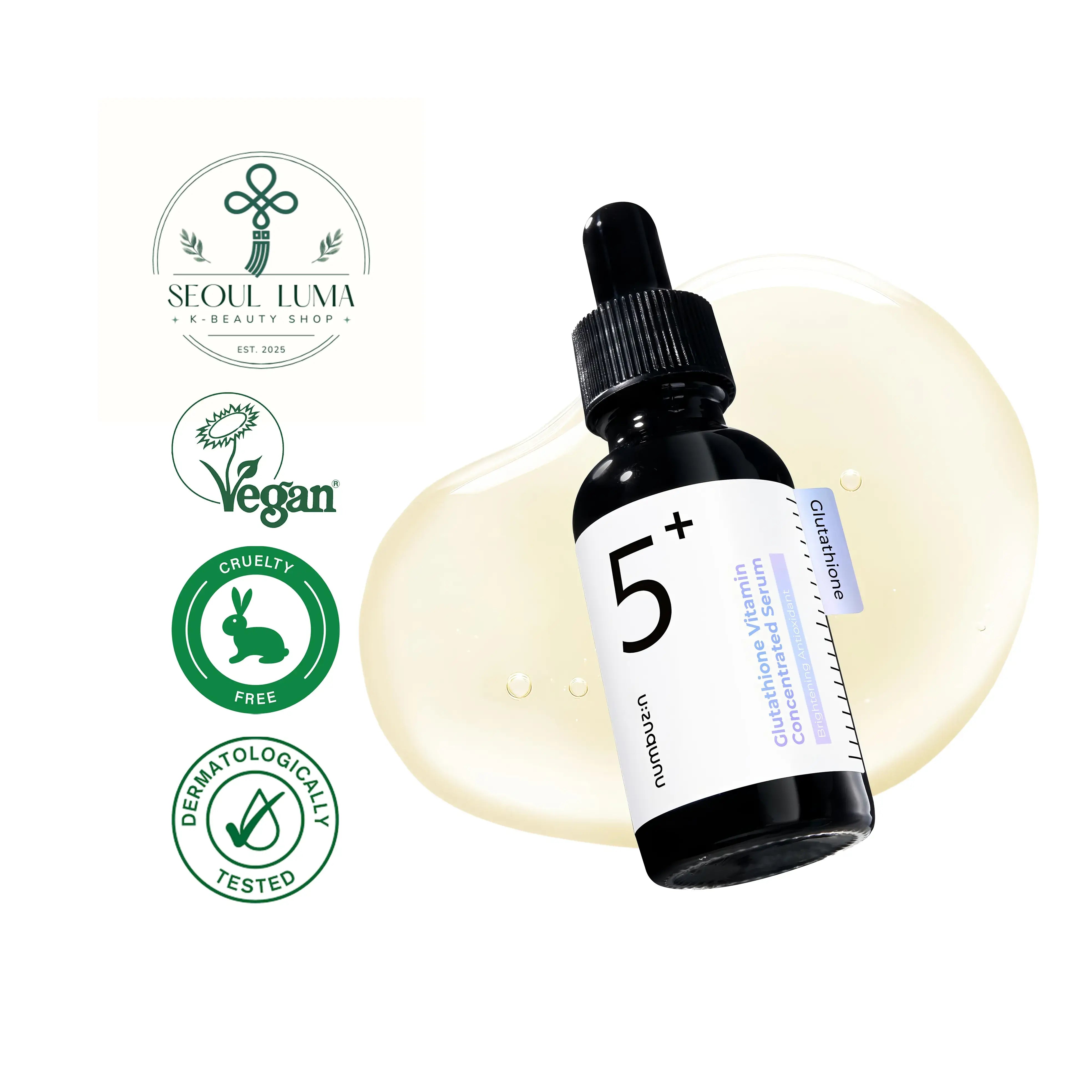 NUMBUZIN No.5 Vitamin Concentrated Serum with 4% tranexamic acid, 5% niacinamide, glutathione, vitamin C, and vaccinium berry extract for brightening and dark spot treatment