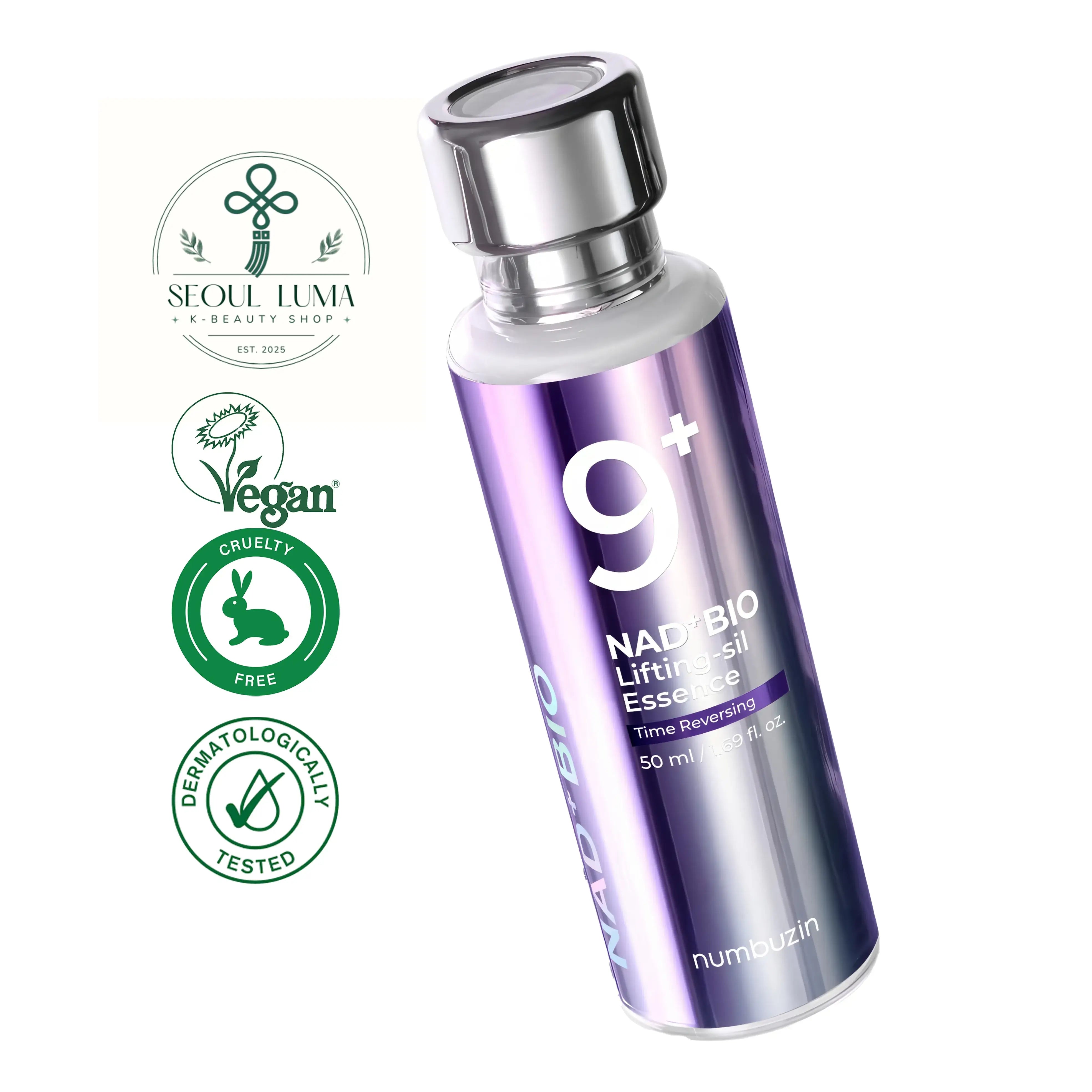 NUMBUZIN No.9 NAD Bio Lifting-sil Essence with NAD+, 50 peptides, niacinamide, and anti-aging complex for lifting and firming