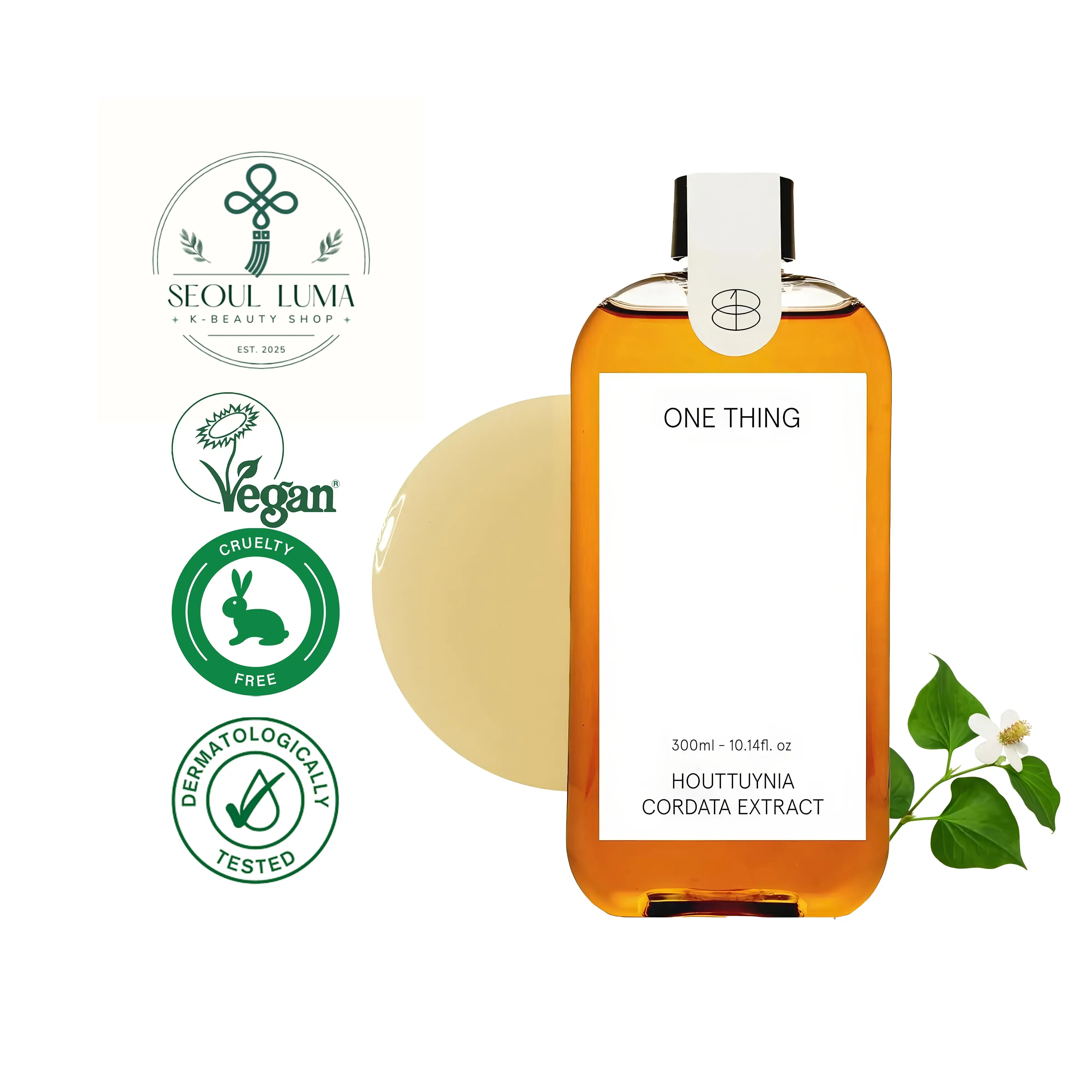 ONE THING Houttuynia Cordata Extract Toner with 95% heartleaf extract, flavonoids, polysaccharides, and antibacterial compounds for acne care and pore purification