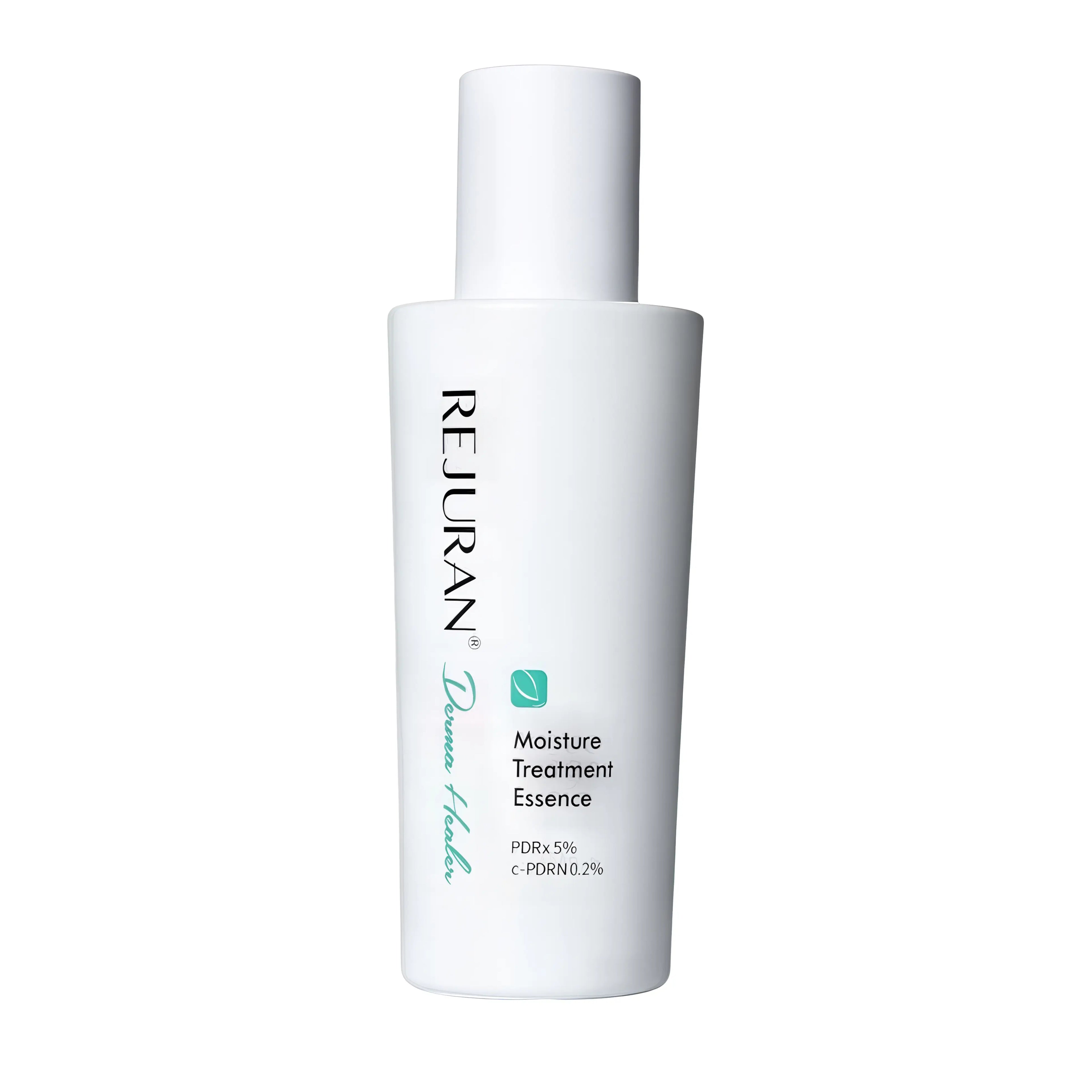 Rejuran Derma Healer Moisture Treatment Essence (70g), lightweight hydrating essence for dry, sensitive skin with PDRx 5%, c-PDRN, niacinamide, ceramide NP, jojoba oil, aloe, oat, calendula extracts to deeply hydrate, repair barrier, soothe irritation, brighten tone, and enhance radiance.

