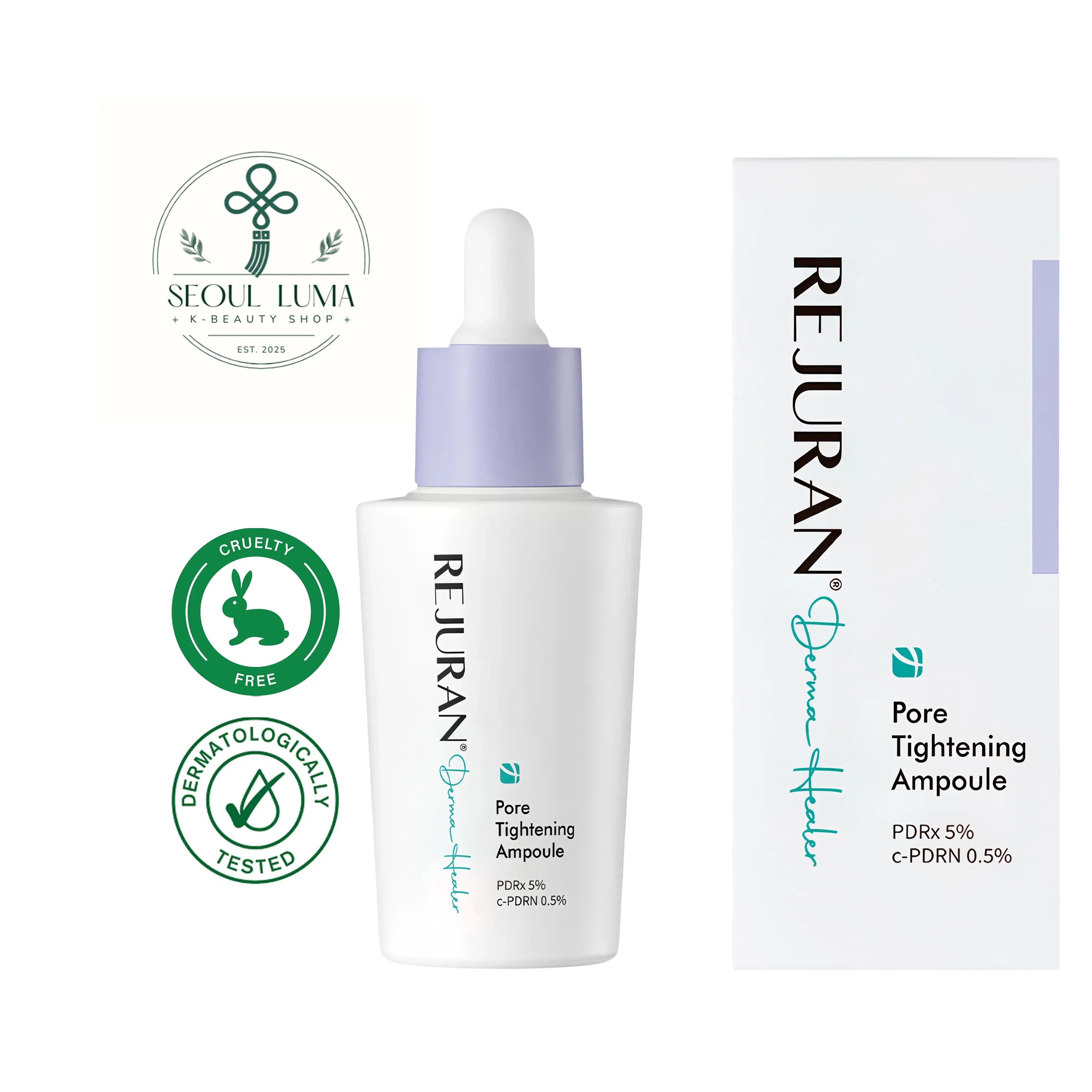 REJURAN Derma Healer Pore Tightening Ampoule with DOT c-PDRN and Pore Healer Complex for visible pore reduction and oil control