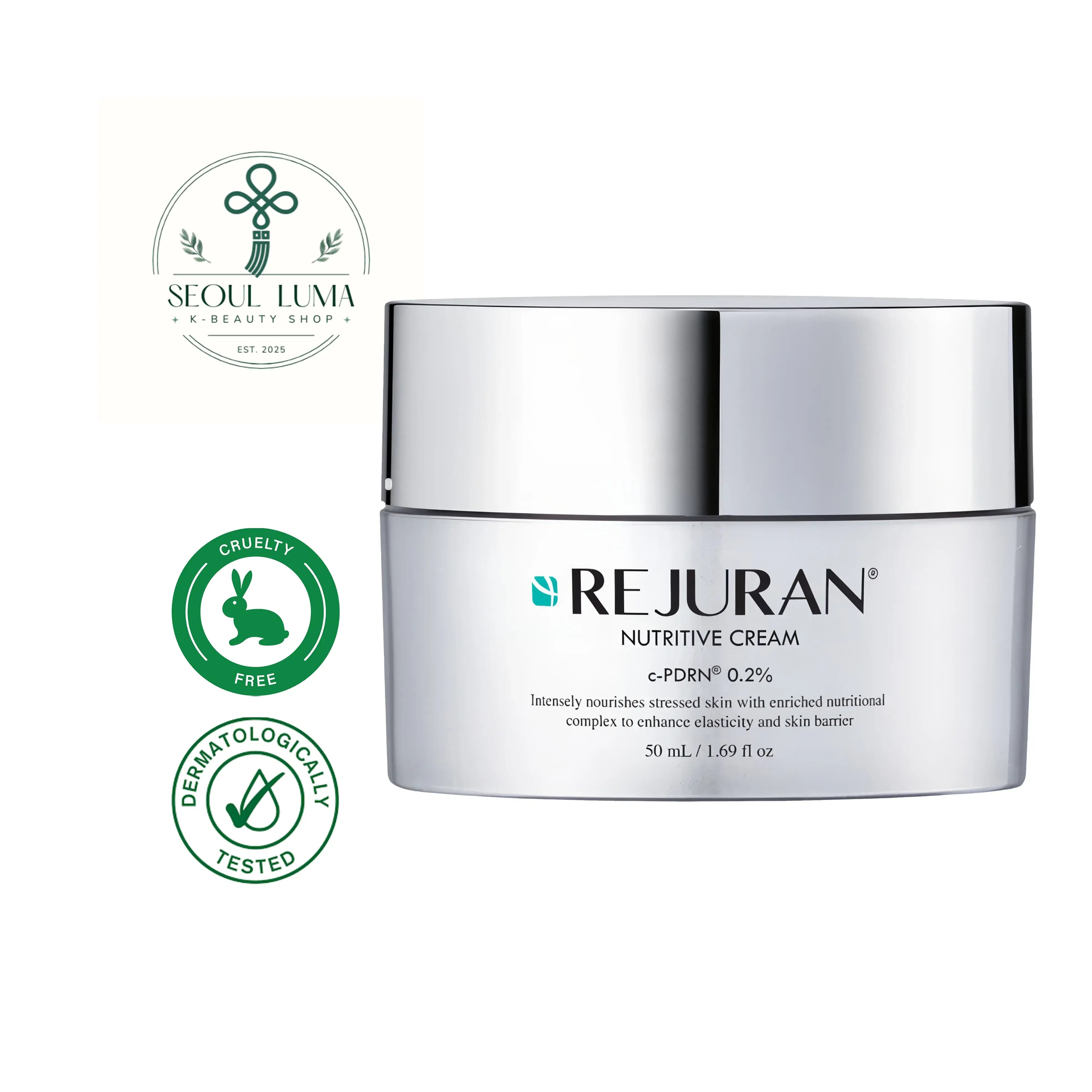 REJURAN Healer Nutritive Cream with c-PDRN marine DNA technology for deep nourishment and skin renewal