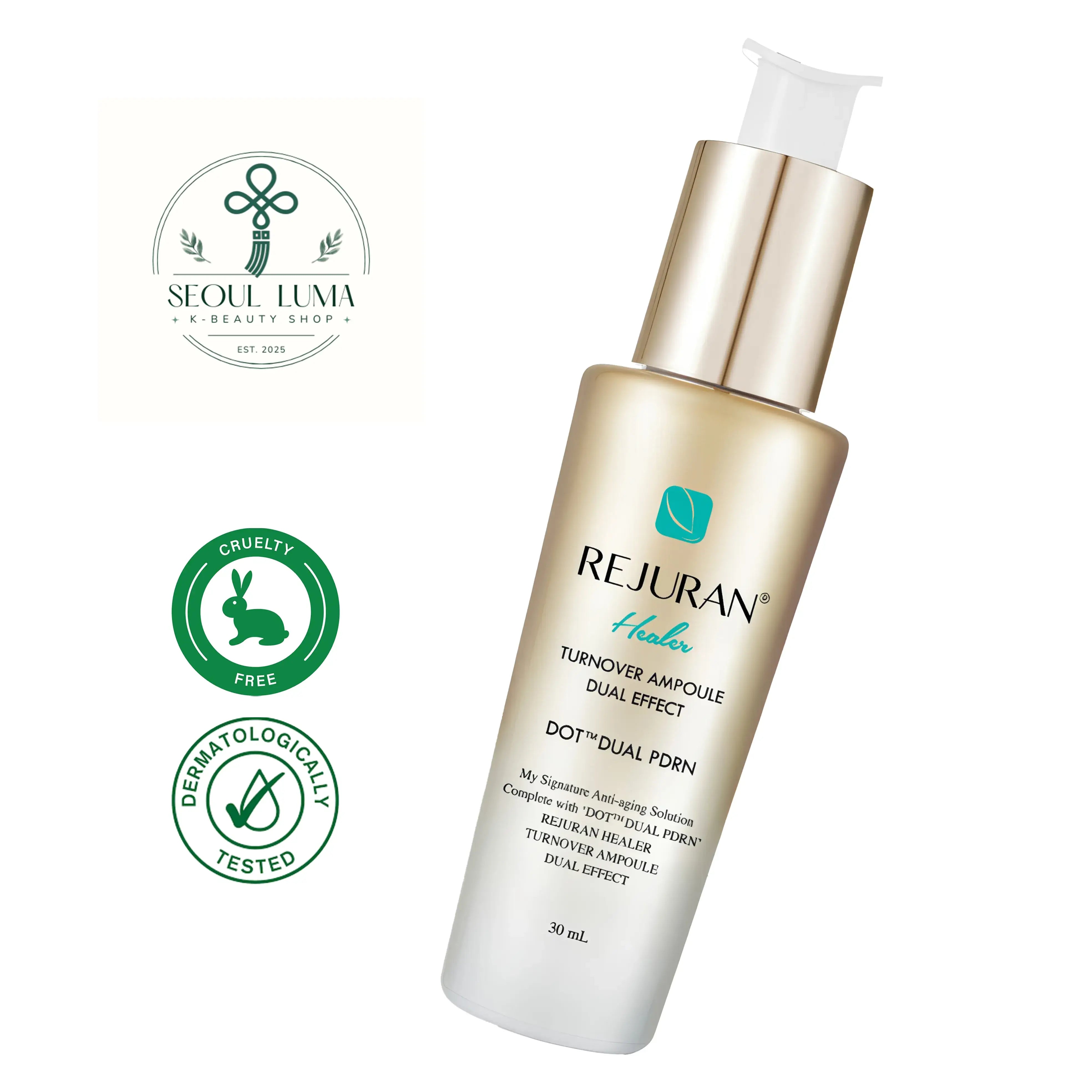 REJURAN Healer Turnover Ampoule Dual Effect with highest c-PDRN concentration and dual brightening technology for skin regeneration