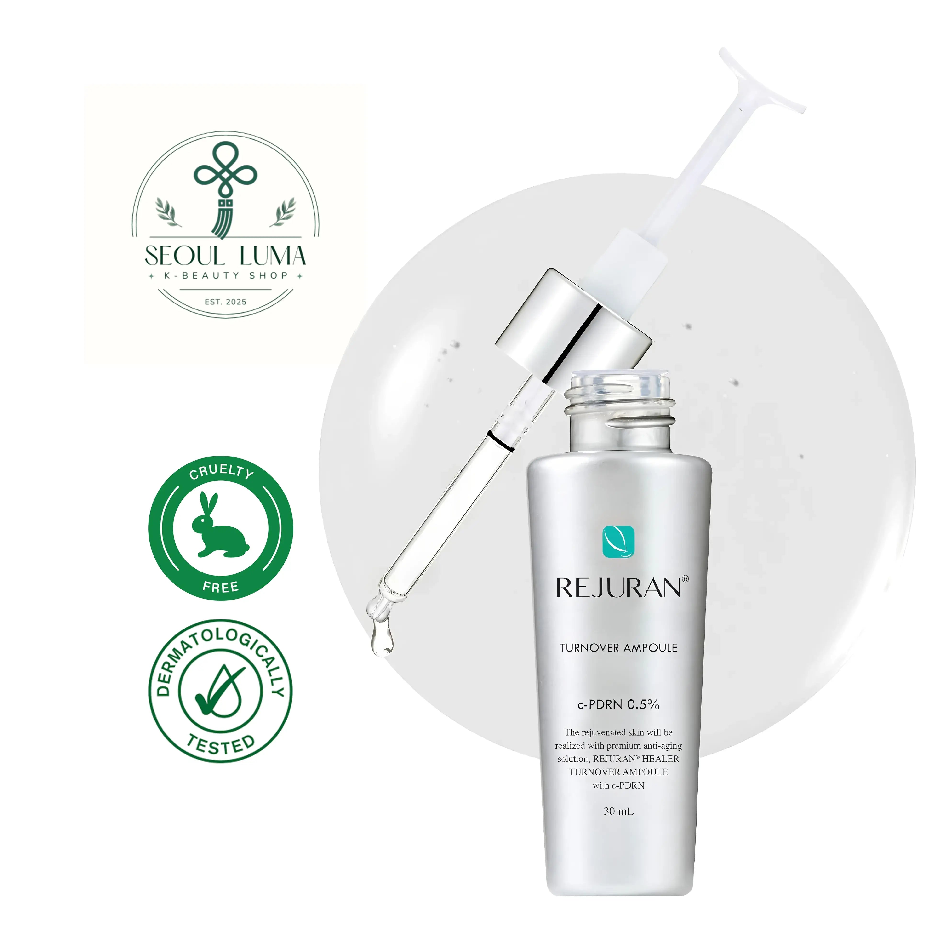 REJURAN Turnover Ampoule with highest c-PDRN concentration for rapid skin healing and collagen stimulation