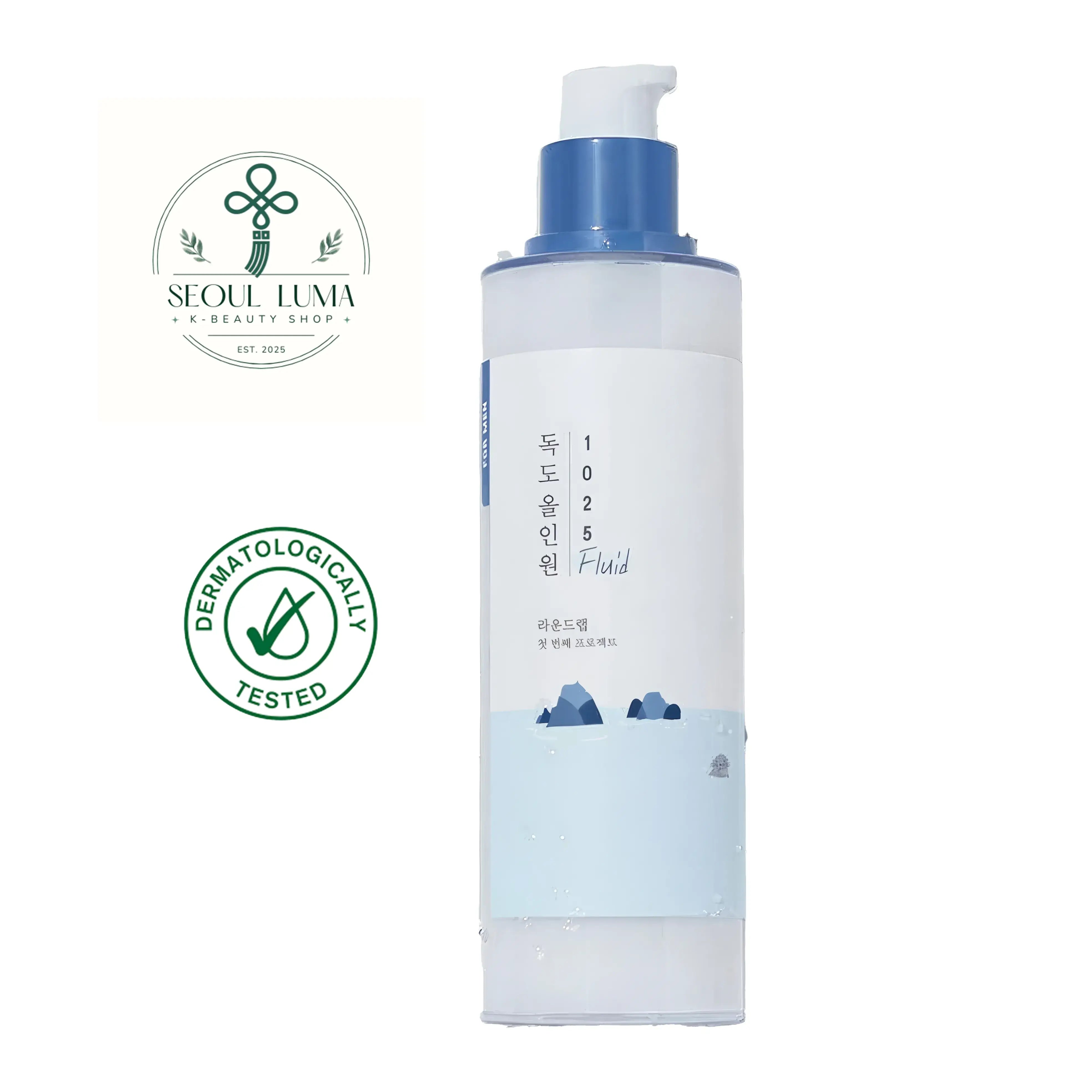 ROUND LAB 1025 Dokdo All-in-One Fluid For Men with deep sea minerals and LORA ANTI-S for simple complete skincare