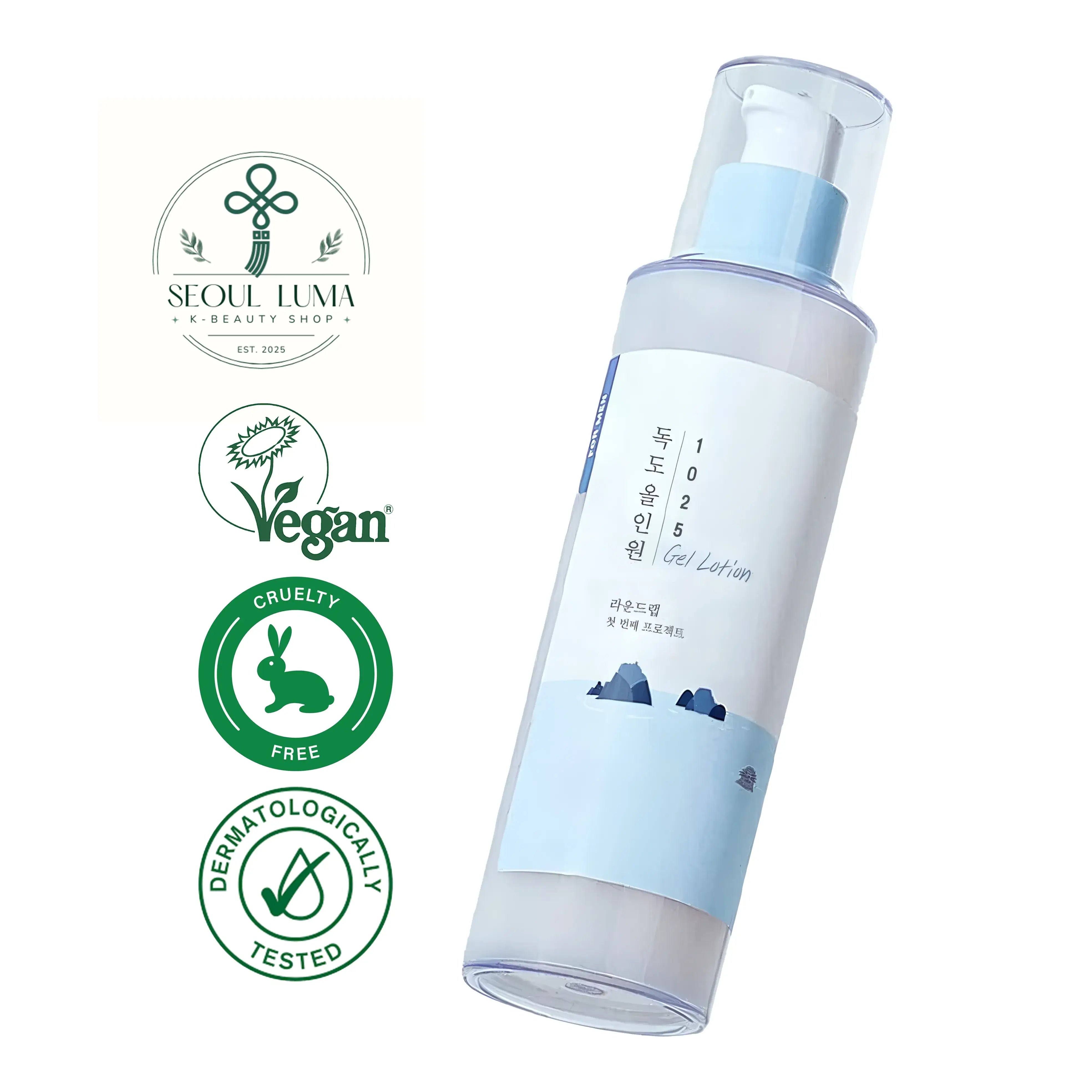 ROUND LAB 1025 Dokdo All-in-One Gel Lotion For Men with deep sea water, ACZERO Complex, and oil control technology for complete skincare