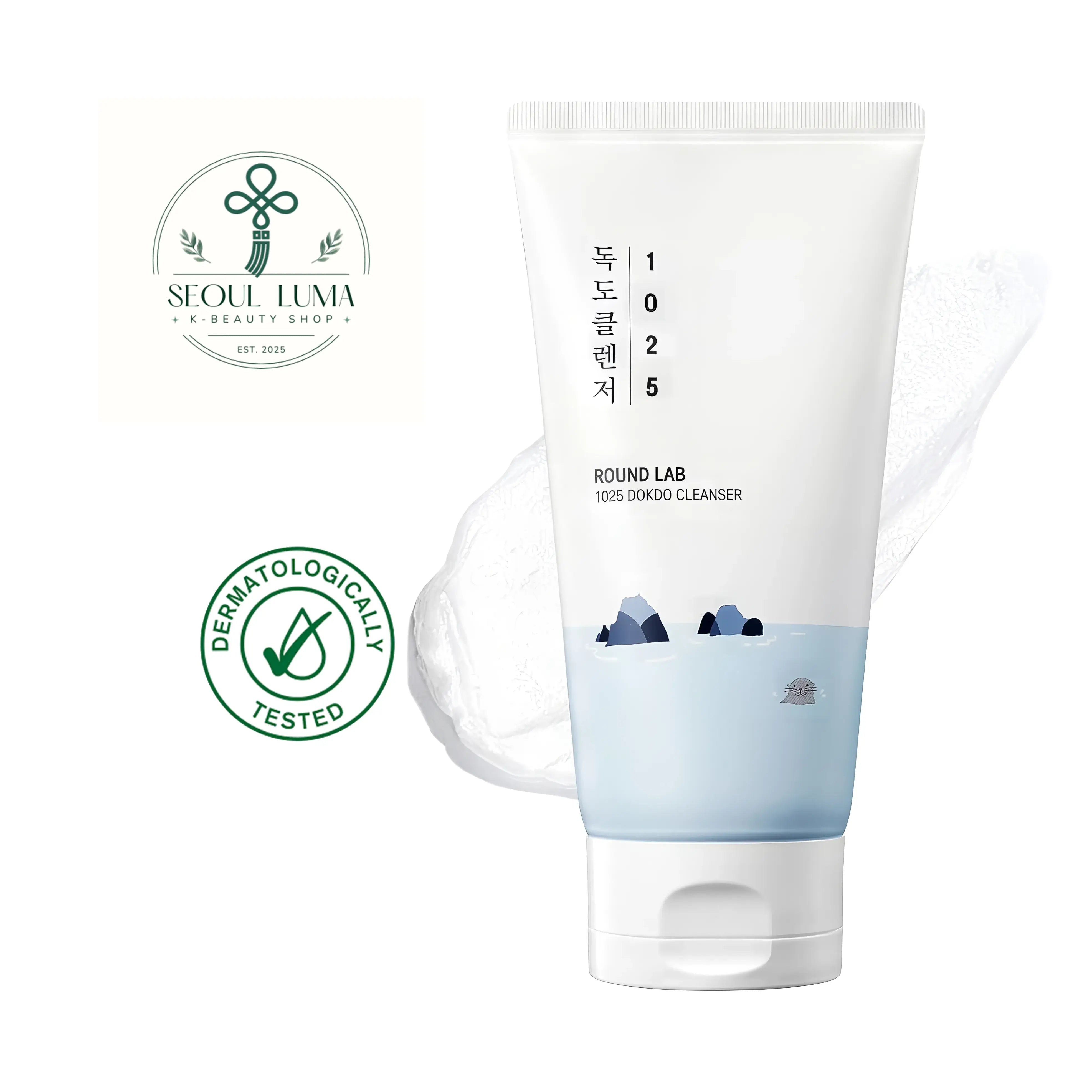 ROUND LAB 1025 Dokdo Cleanser with triple hyaluronic acid, deep sea water, and ceramides for gentle daily cleansing