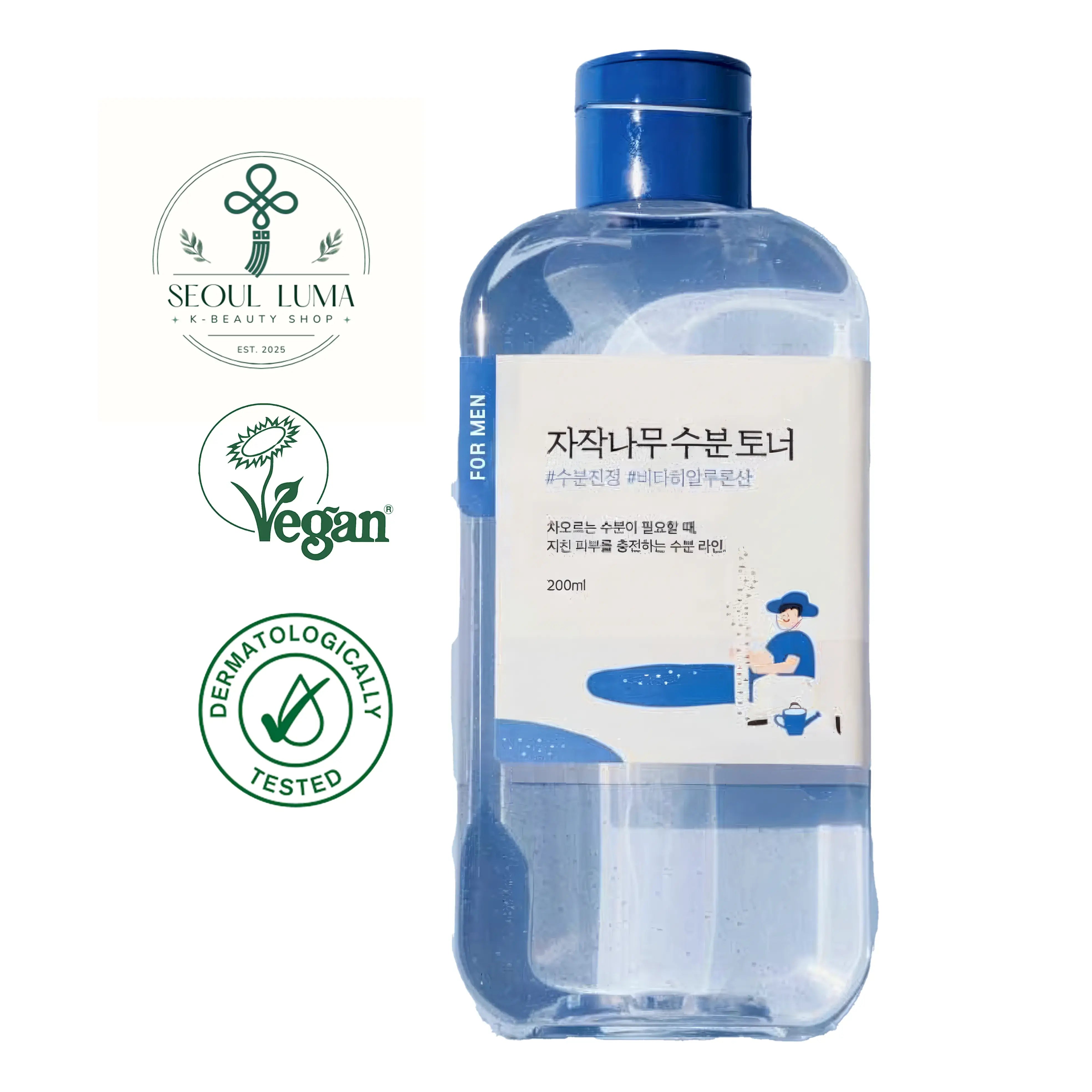 LAB Birch Moisturizing Toner For Men with 10,000ppm birch juice and dual hyaluronic acid for deep hydration and post-shaving care