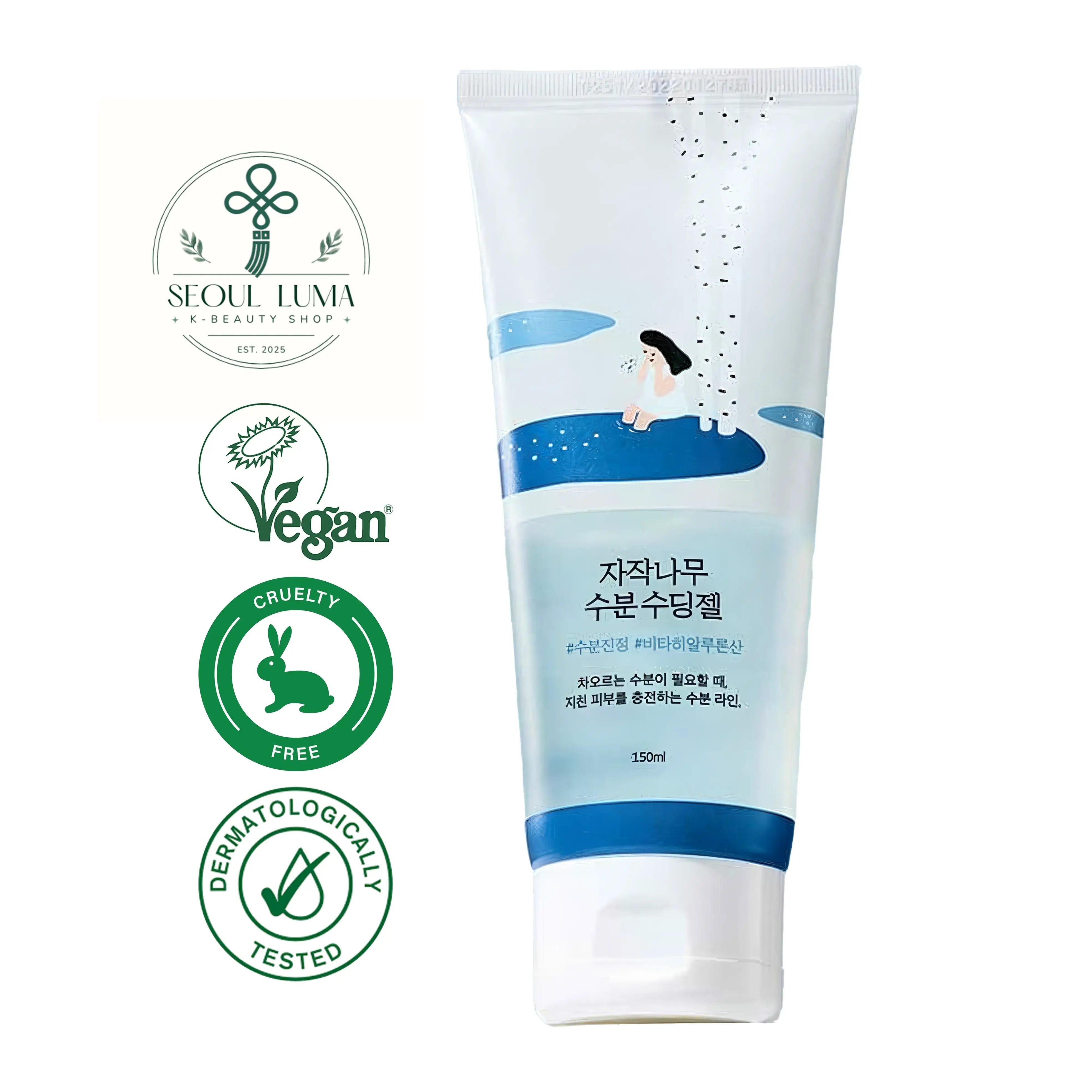 ROUND LAB Birch Soothing Gel with 520,000ppm birch sap, hyaluronic acid, and cooling botanicals for instant relief