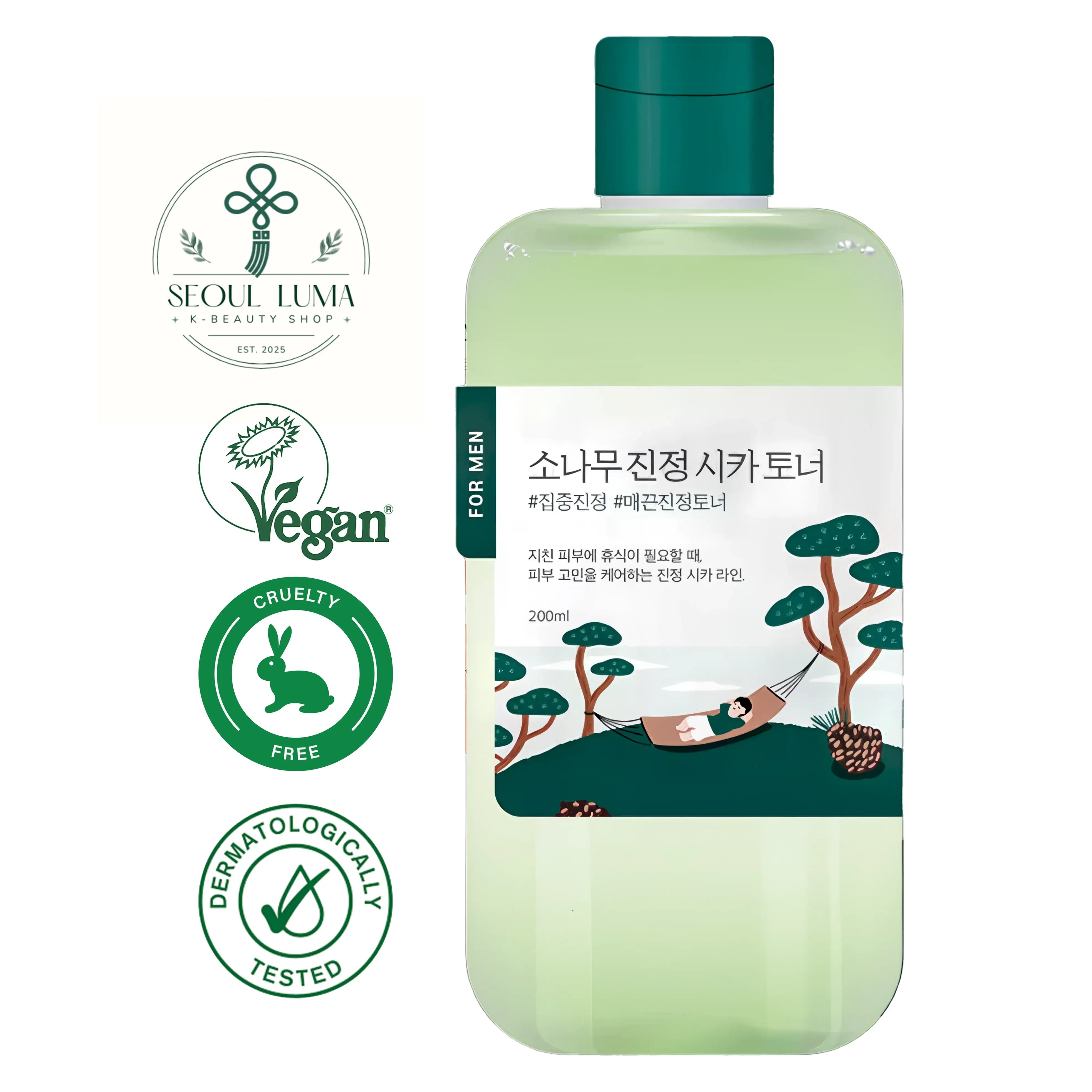 ROUND LAB Pine Calming Cica Toner For Men with ACZERO Complex and Pine Cica Activer for acne-prone and sensitive skin care