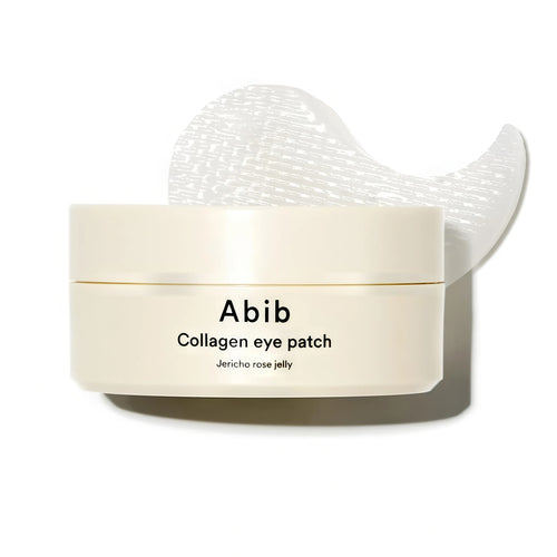 Abib Collagen Eye Patch Jericho Rose Jelly 60ea hydrogel patches with vegan collagen and jericho rose for instant depuffing, brightening dark circles, and firming under-eye wrinkles - Cooling jelly eye mask for hydrating and revitalizing tired eyes
