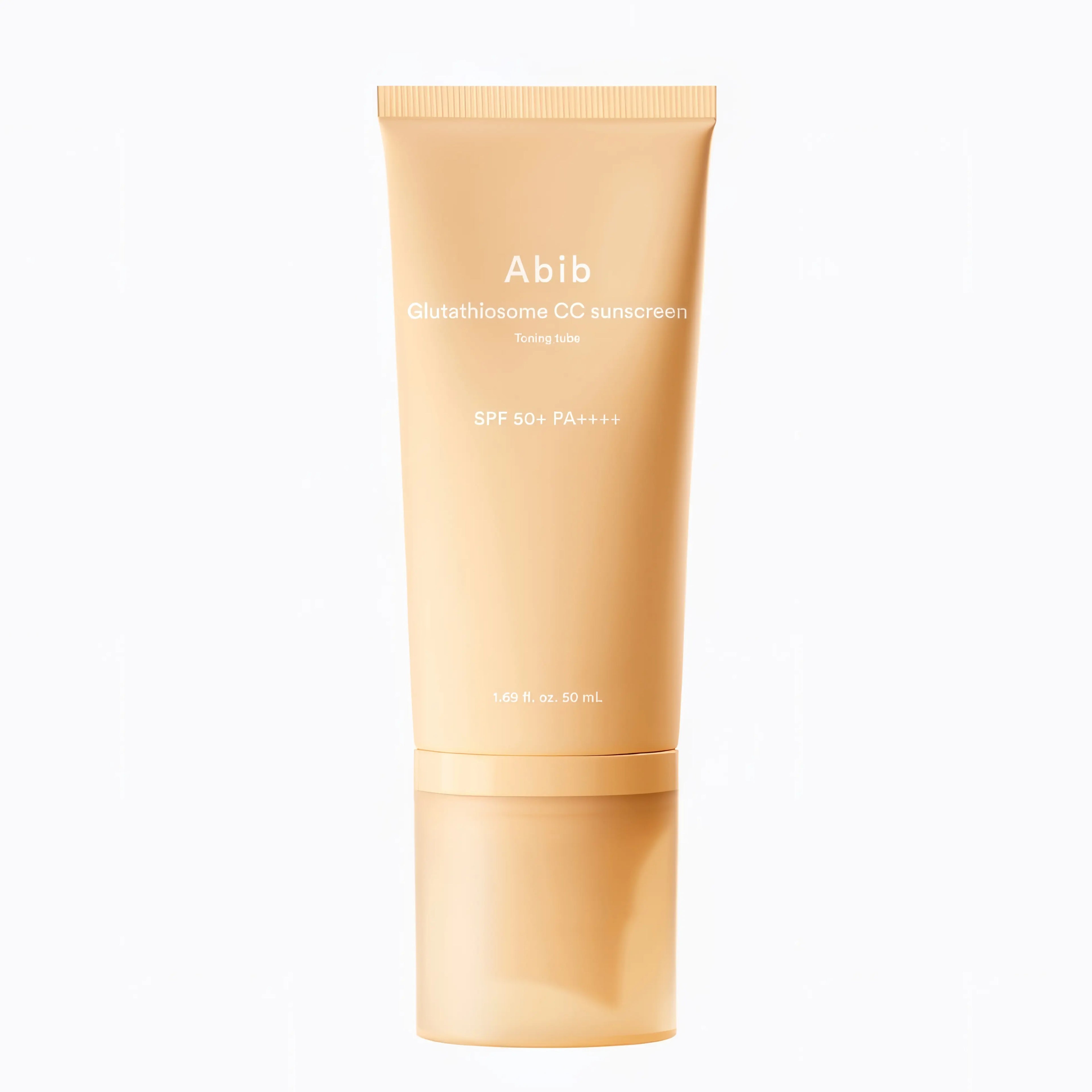 Abib Glutathiosome CC Sunscreen Toning Tube 50ml with glutathione and niacinamide for brightening dark spots, evening skin tone, natural tone-up effect, and SPF50+ PA++++ sun protection - Korean color correcting sunscreen for dull uneven complexion and radiant makeup base
