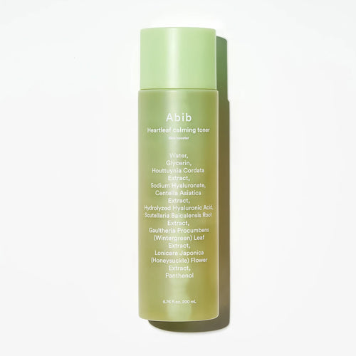 Abib Heartleaf Calming Toner Skin Booster 200ml with houttuynia cordata extract for soothing irritated sensitive skin, reducing redness and inflammation, calming acne-prone skin and strengthening skin barrier - Korean beauty toner for sensitive troubled skin
