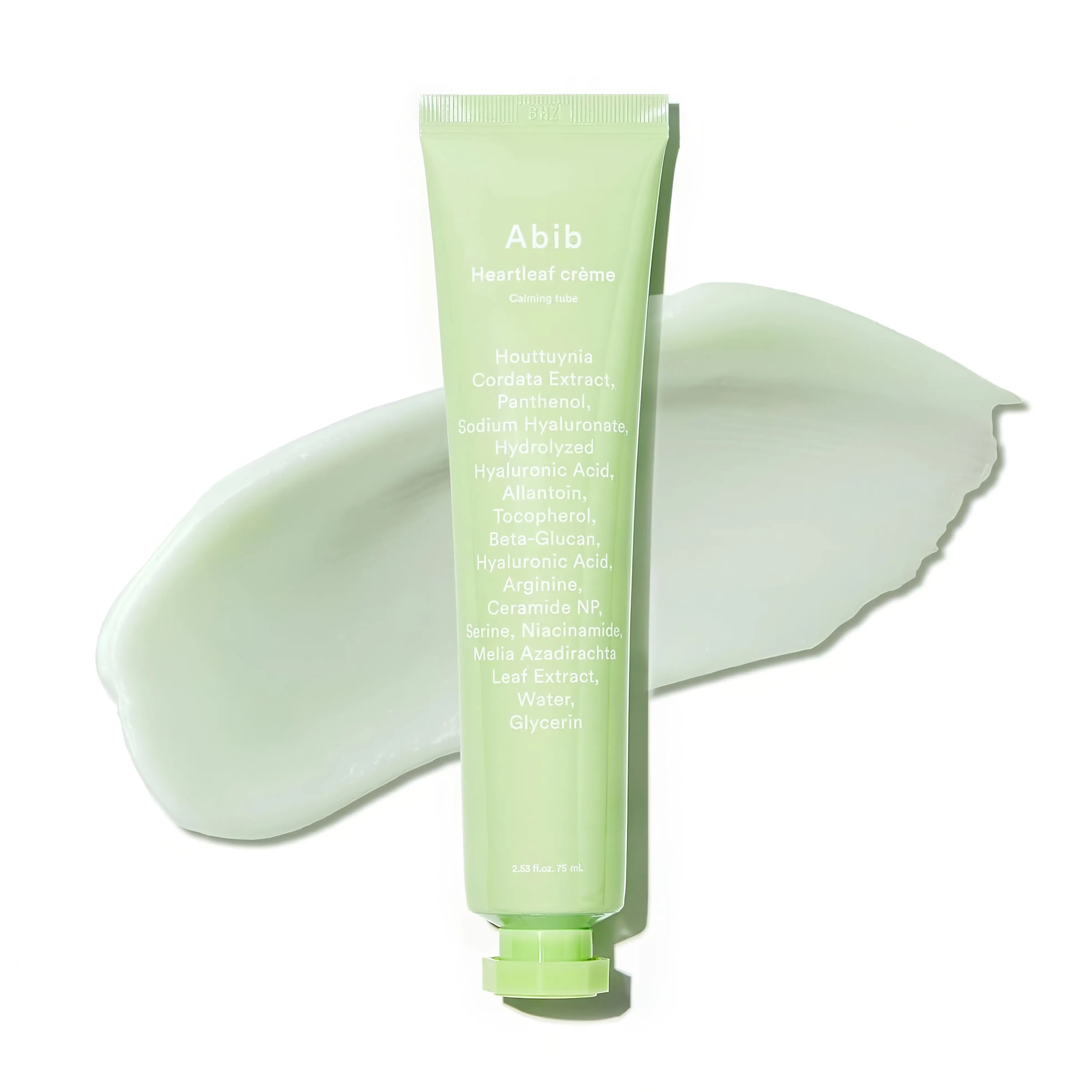 Abib Heartleaf Cream Calming Tube 75ml with panthenol and heartleaf extract for strengthening compromised skin barrier, calming redness and irritation, and providing intensive non-greasy moisture - Korean soothing cream for sensitive dry skin
