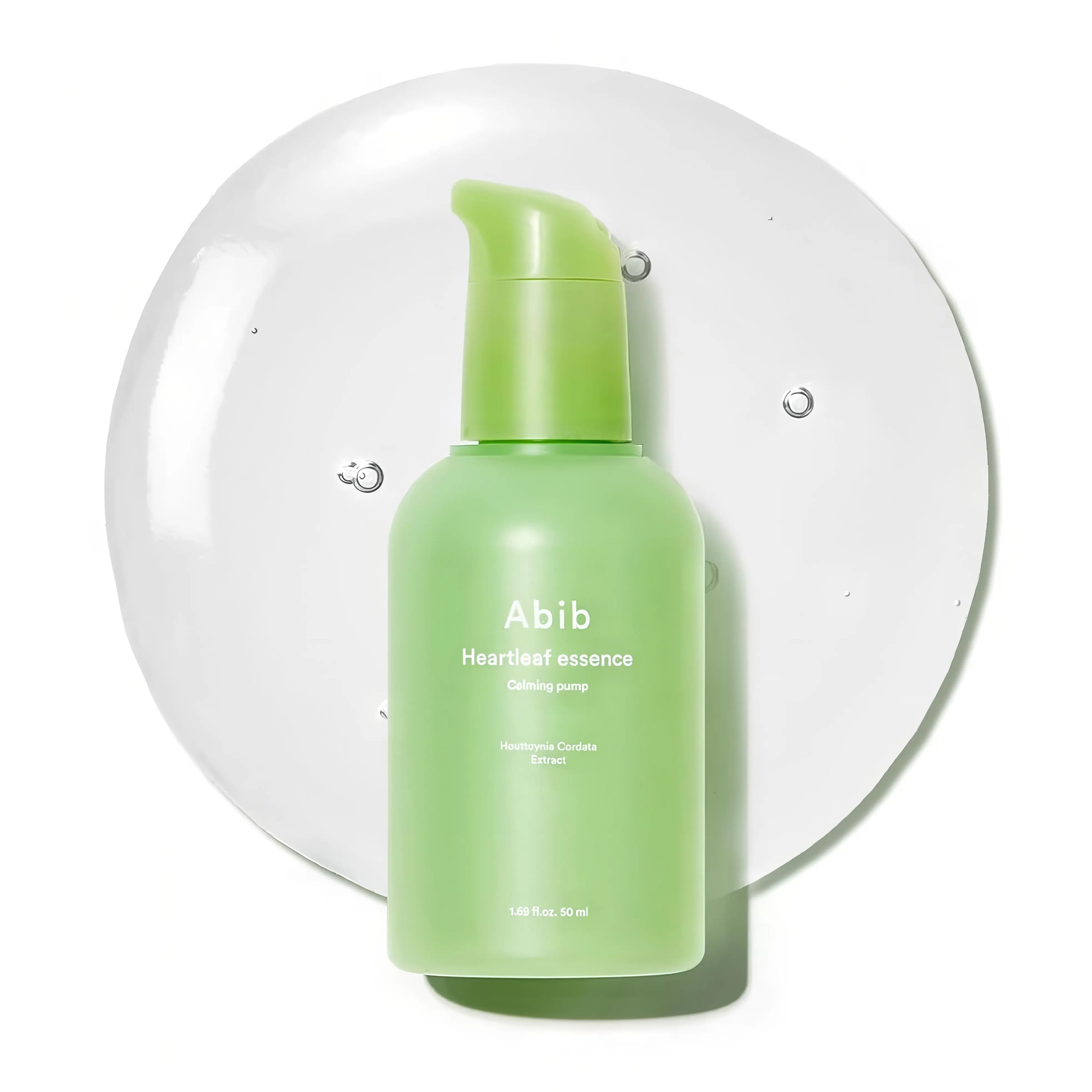 Abib Heartleaf Essence Calming Pump 50ml soothing essence for sensitive irritated skin to calm redness appearance, deliver lightweight hydration, support skin barrier, and improve overall skin comfort - Korean beauty calming essence for daily routine
