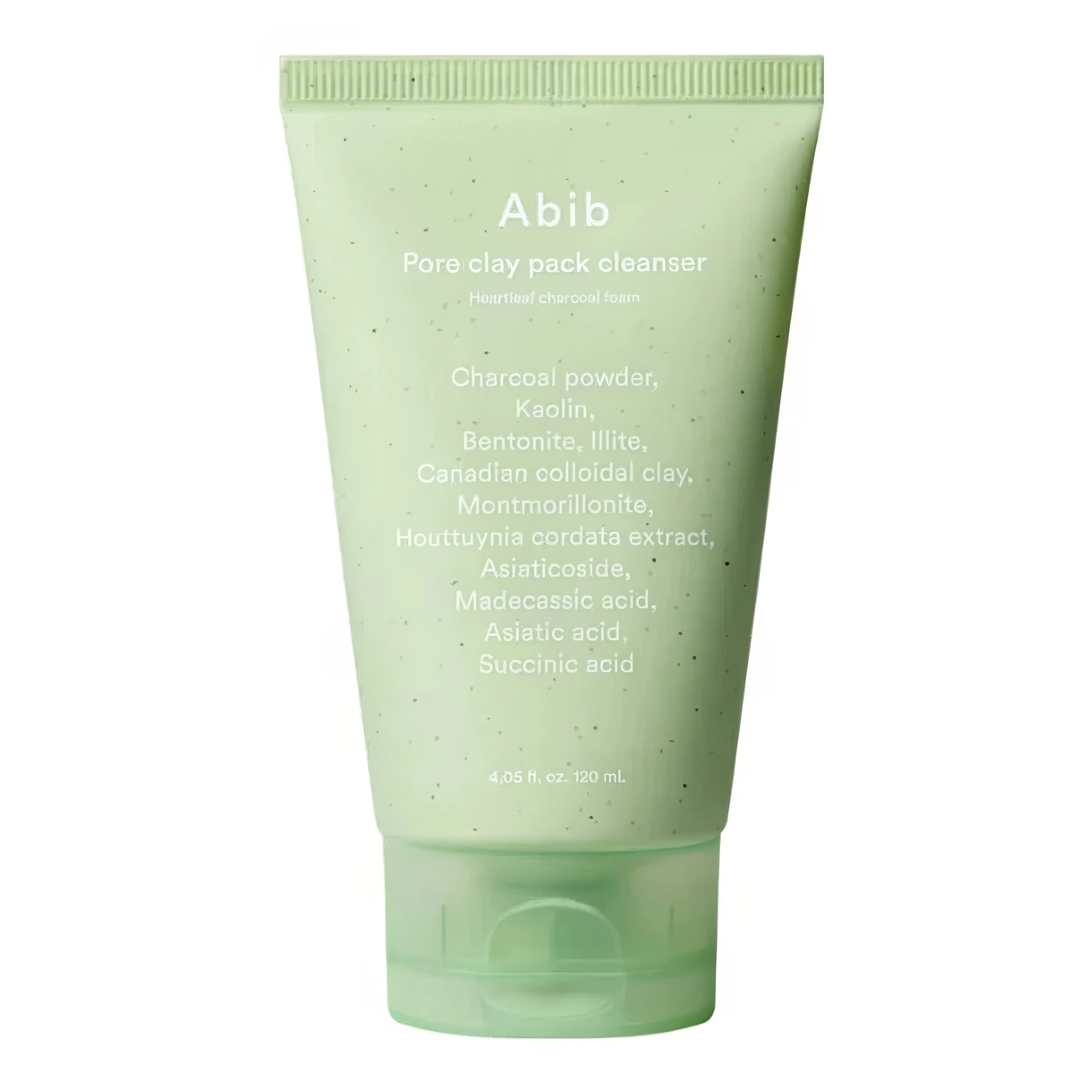 Abib Pore Clay Mask Cleanser Heartleaf Charcoal Pack to Foam 120ml 2-in-1 clay mask and foam cleanser with charcoal and heartleaf for deep pore detox, removing blackheads and sebum, and tightening pores - Multi-functional Korean cleanser for oily acne-prone skin
