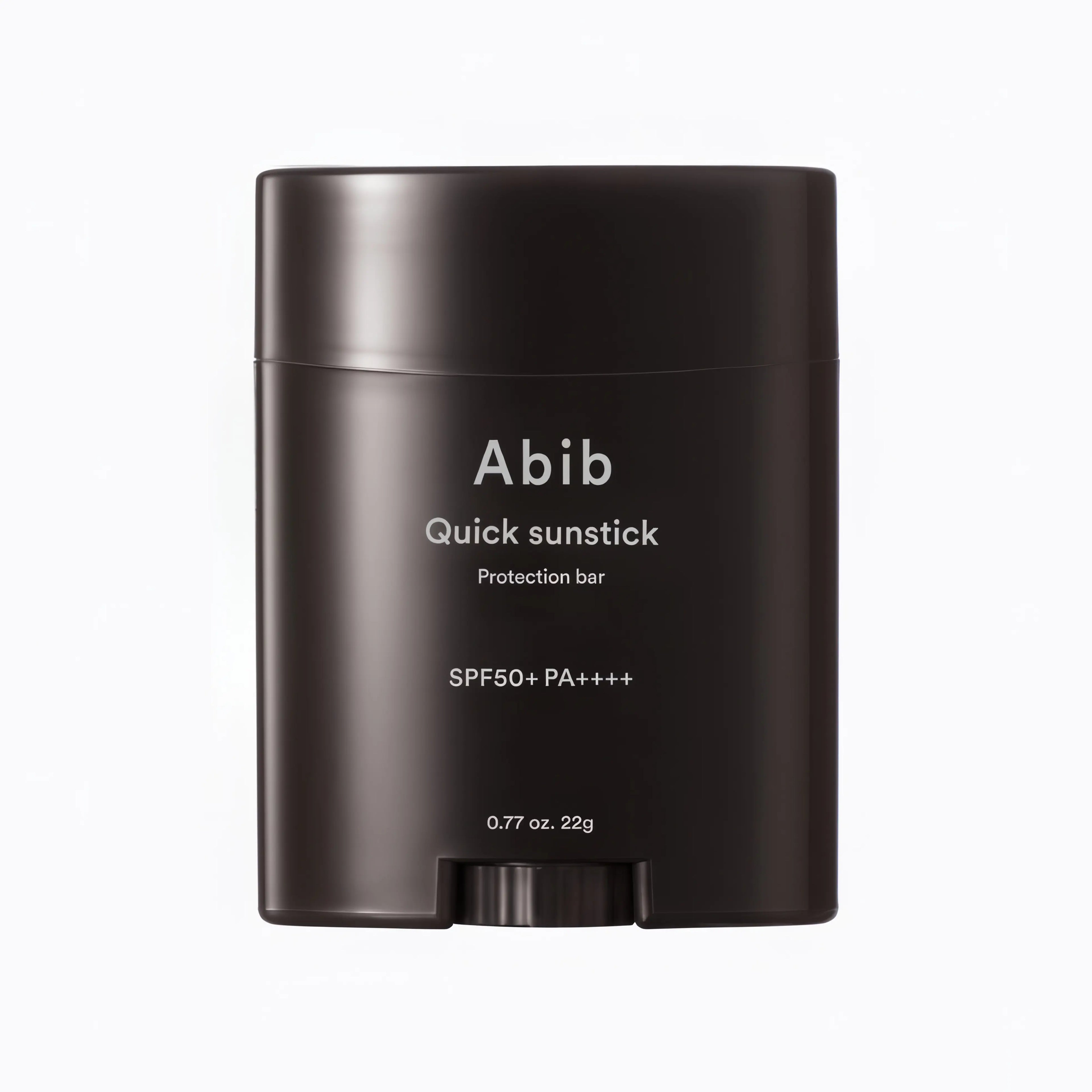 Abib Quick Sunstick Protection Bar SPF50+ PA++++ 22g wide curved sun stick with ceramide and acacia peptide for easy mess-free application, strengthening skin barrier, and providing transparent sun protection without white cast - Portable Korean sun stick for face and body reapplication over makeup
