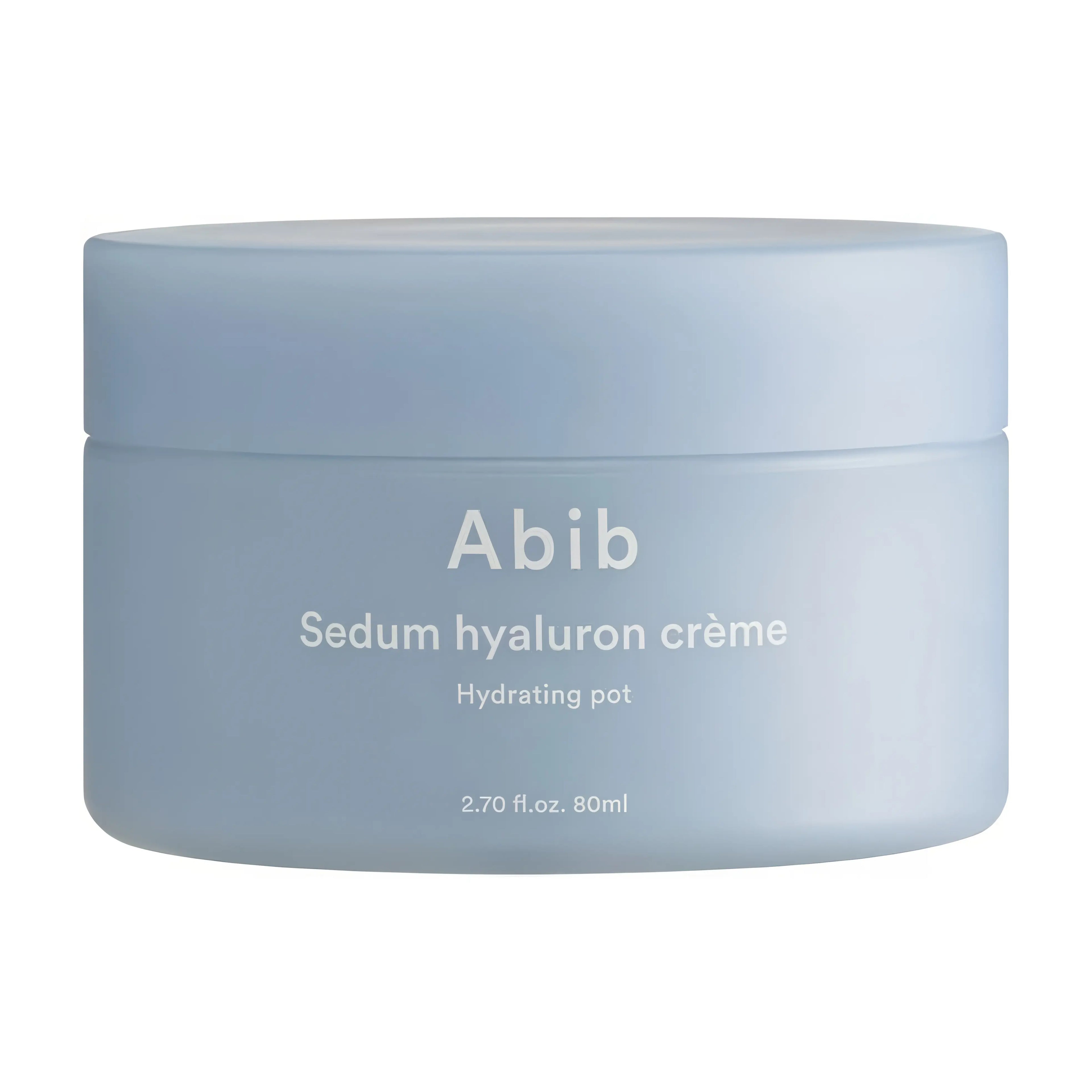 Abib Sedum Hyaluron Cream Hydrating Pot 80ml rich moisturizing cream with sedum sarmentosum and hyaluronic acid for intense deep hydration, plumping dry skin, locking in moisture, and strengthening barrier function - Korean nourishing cream for glowing dewy skin
