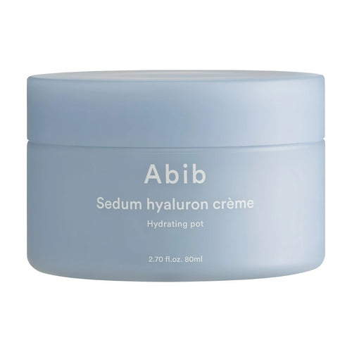 Abib Sedum Hyaluron Cream Hydrating Pot 80ml rich moisturizing cream with sedum sarmentosum and hyaluronic acid for intense deep hydration, plumping dry skin, locking in moisture, and strengthening barrier function - Korean nourishing cream for glowing dewy skin
