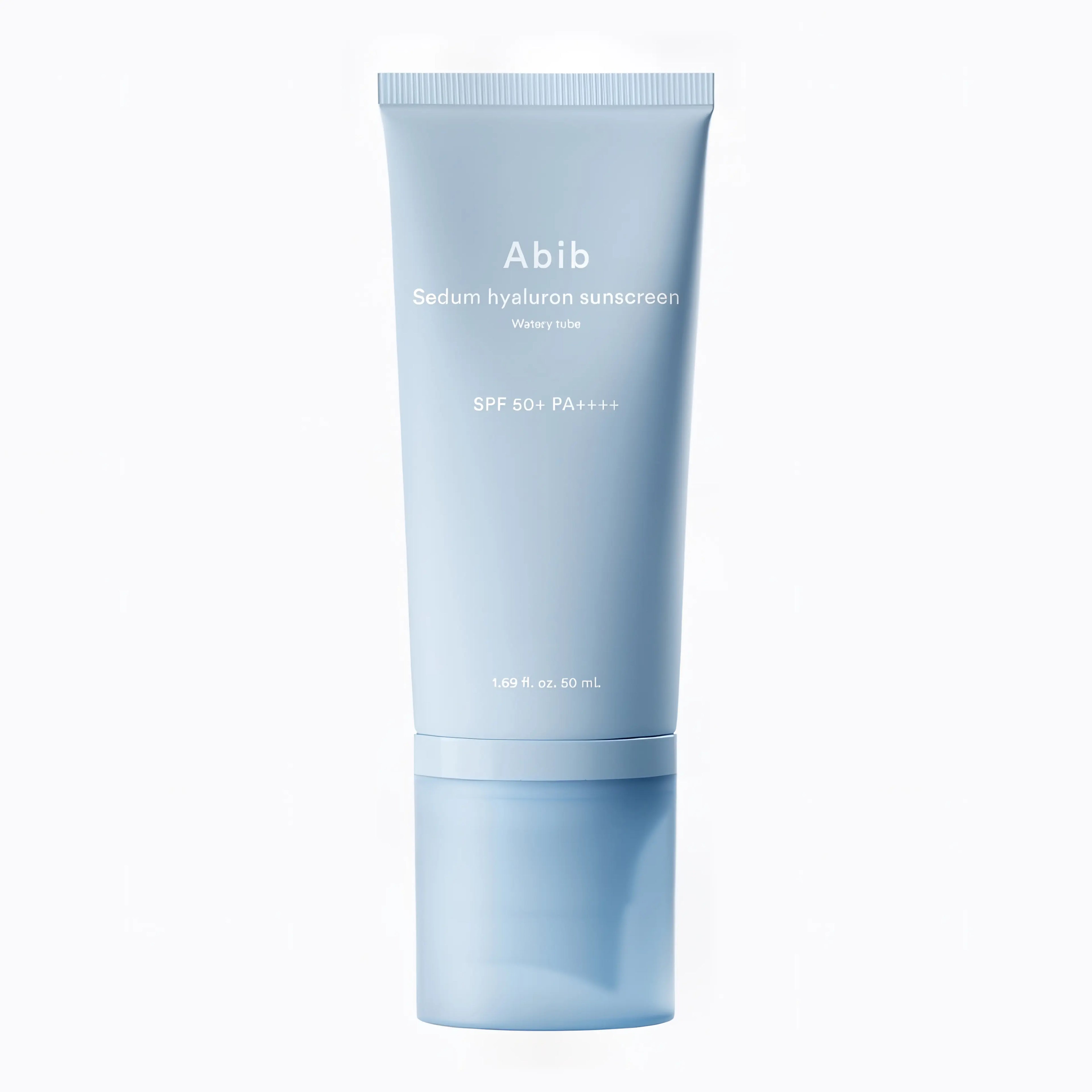 Abib Sedum Hyaluron Sun Serum Watery Tube 50ml lightweight watery sun serum for daily UV protection with deep hydration, plumping moisture, smooth skin texture, and a fresh dewy glow finish - ideal for dry dehydrated skin and makeup-friendly sunscreen routine
