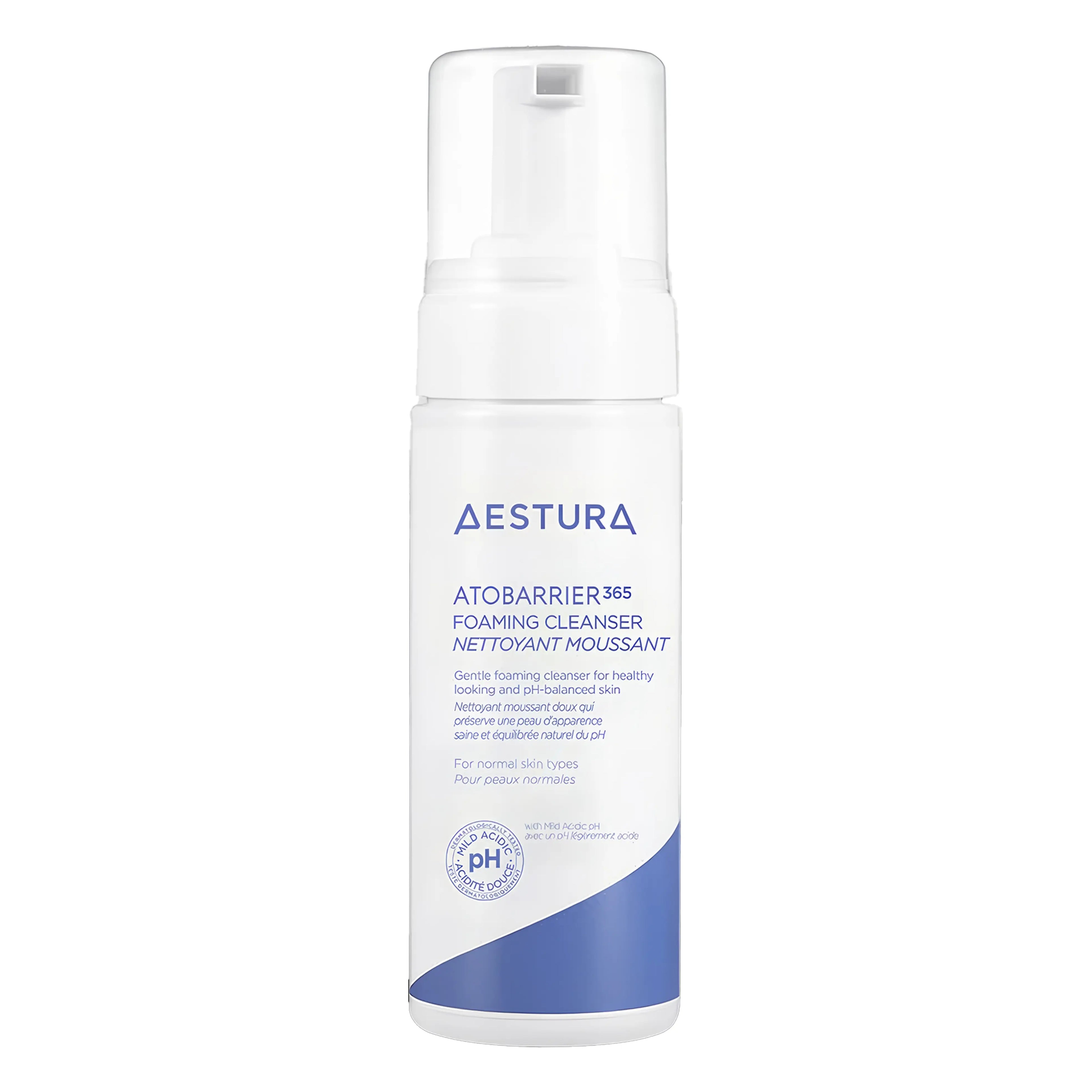 Aestura Atobarrier 365 Bubble Cleanser 150ml with green tea extract and vitamin E (Tocopherol) for gentle low-pH cleansing, soothing irritation, and maintaining moisture barrier - Hypoallergenic bubble foam cleanser for dry sensitive skin without stripping
