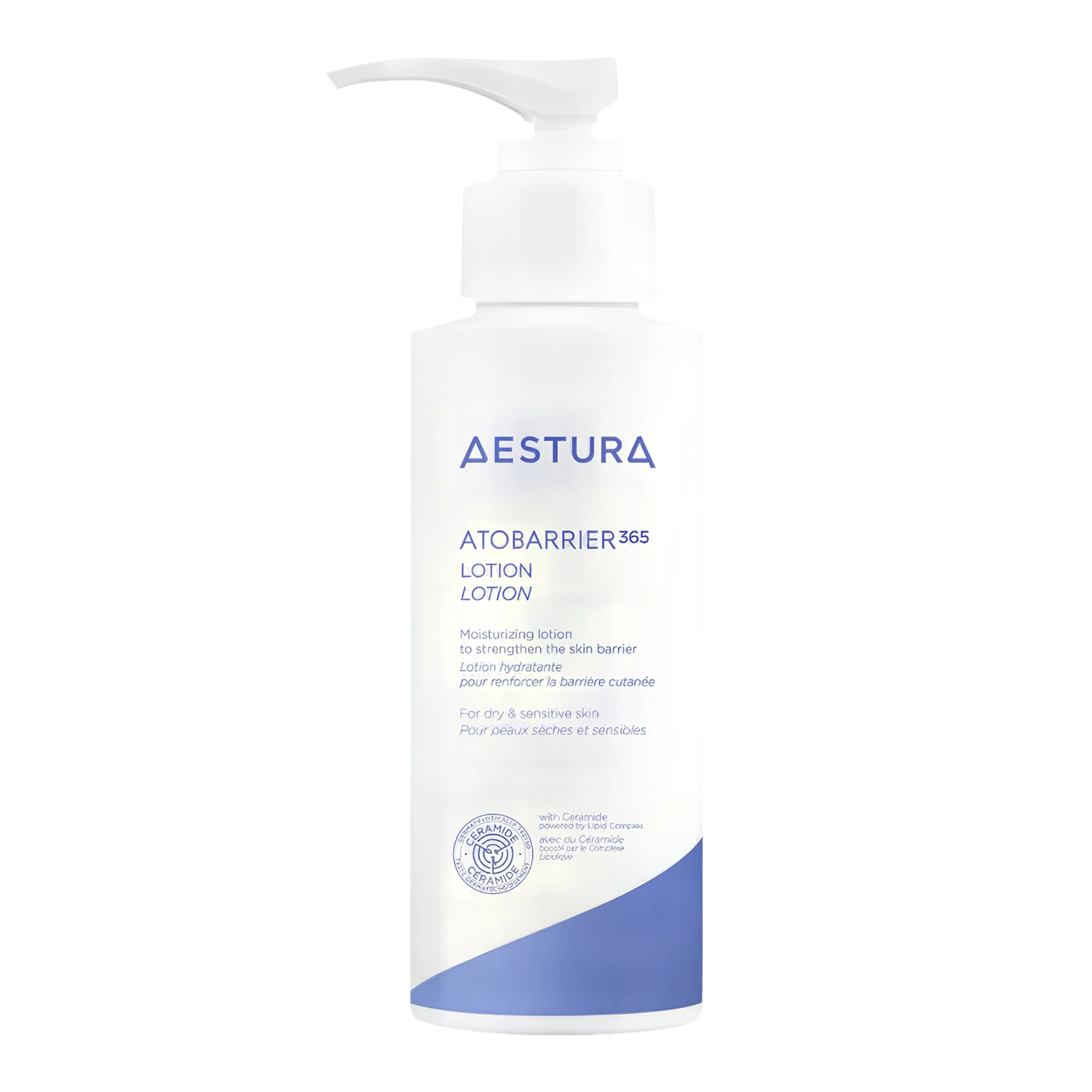 Aestura Atobarrier 365 Lotion 150ml with melted Ceramide/Cholesterol/Fatty Acid lipid capsules for strengthening the skin barrier, delivering long-lasting hydration, and smoothing texture - Lightweight daily moisturizer for dry and sensitive skin that absorbs without stickiness
