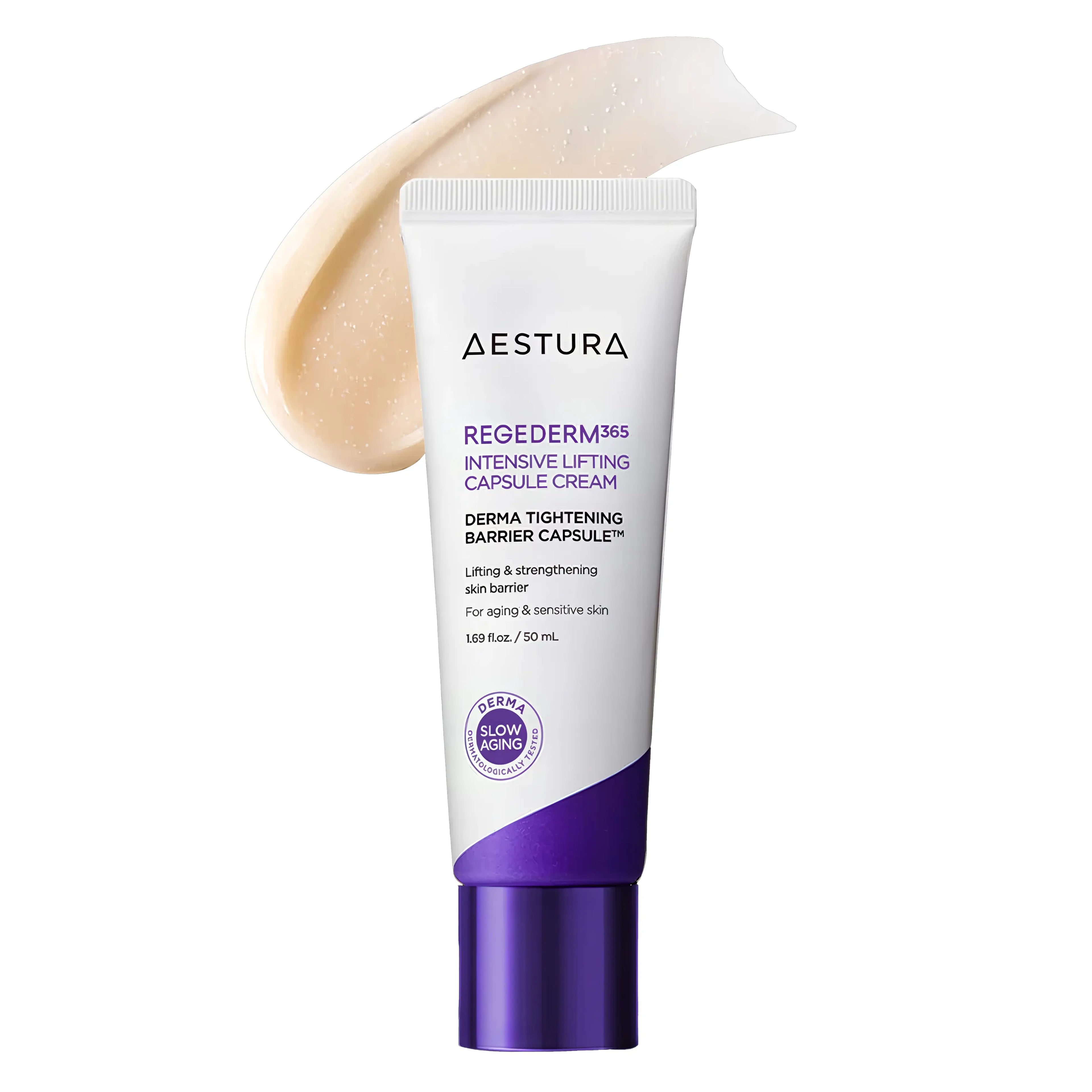 Aestura Regederm365 Intensive Lifting Capsule Cream 50ml with Derma Tightening Barrier Capsules and PDRN complex for boosting skin density, improving elasticity, and reducing deep wrinkles - High-nutrition Korean anti-aging cream for firming sensitive aging skin
