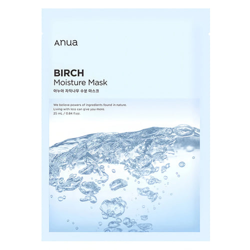 ANUA Birch Moisture Mask (10 Sheets) box and sheet mask for deep hydration and Korean soothing care.