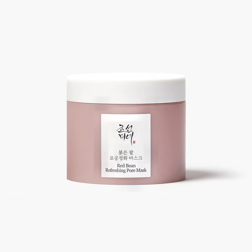 Beauty of Joseon Red Bean Refreshing Pore Mask 140ml jar showing the soft creamy mud texture for oil absorption and Korean pore tightening care.